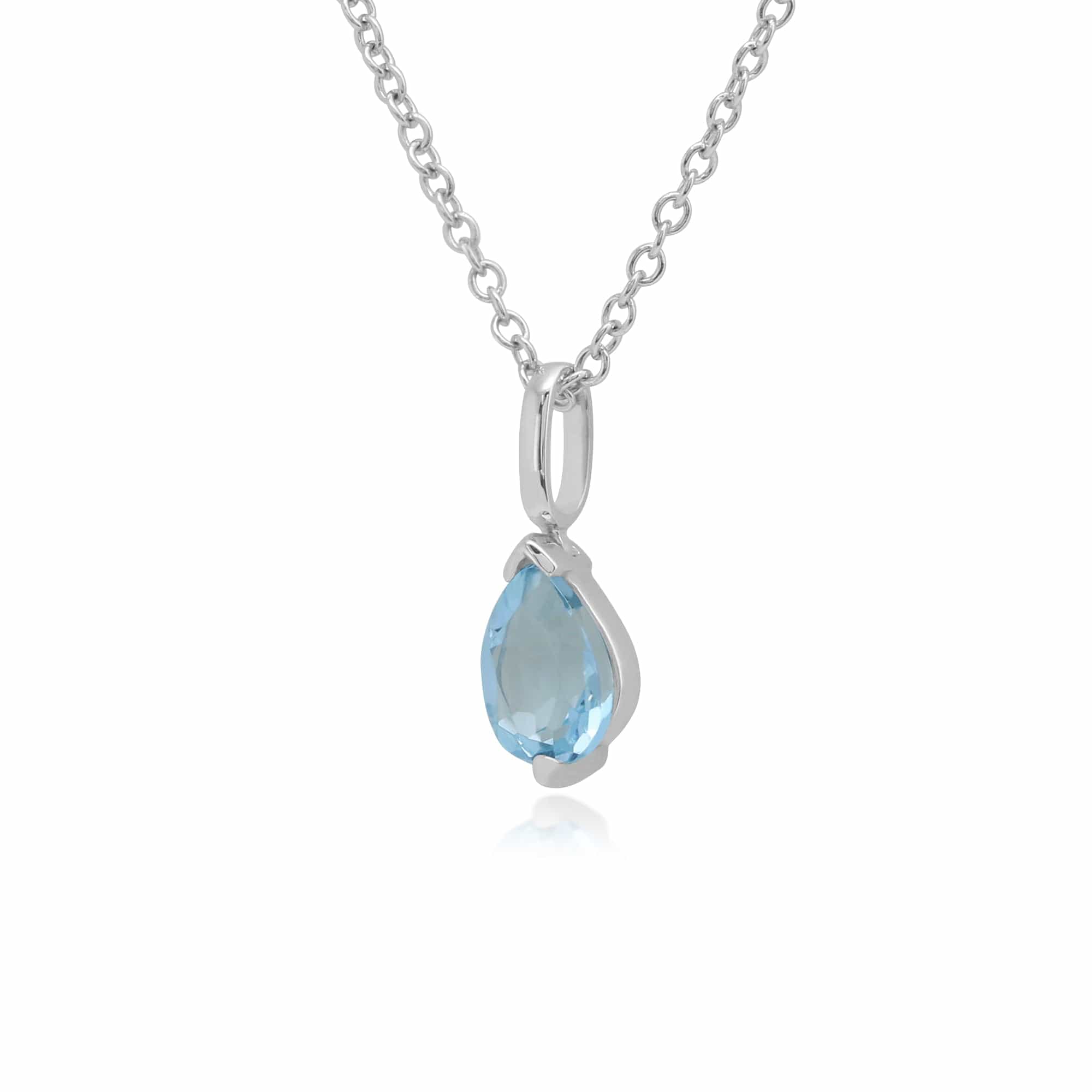 25660 Classic Pear Blue Topaz Pendant in 9ct White Gold 2