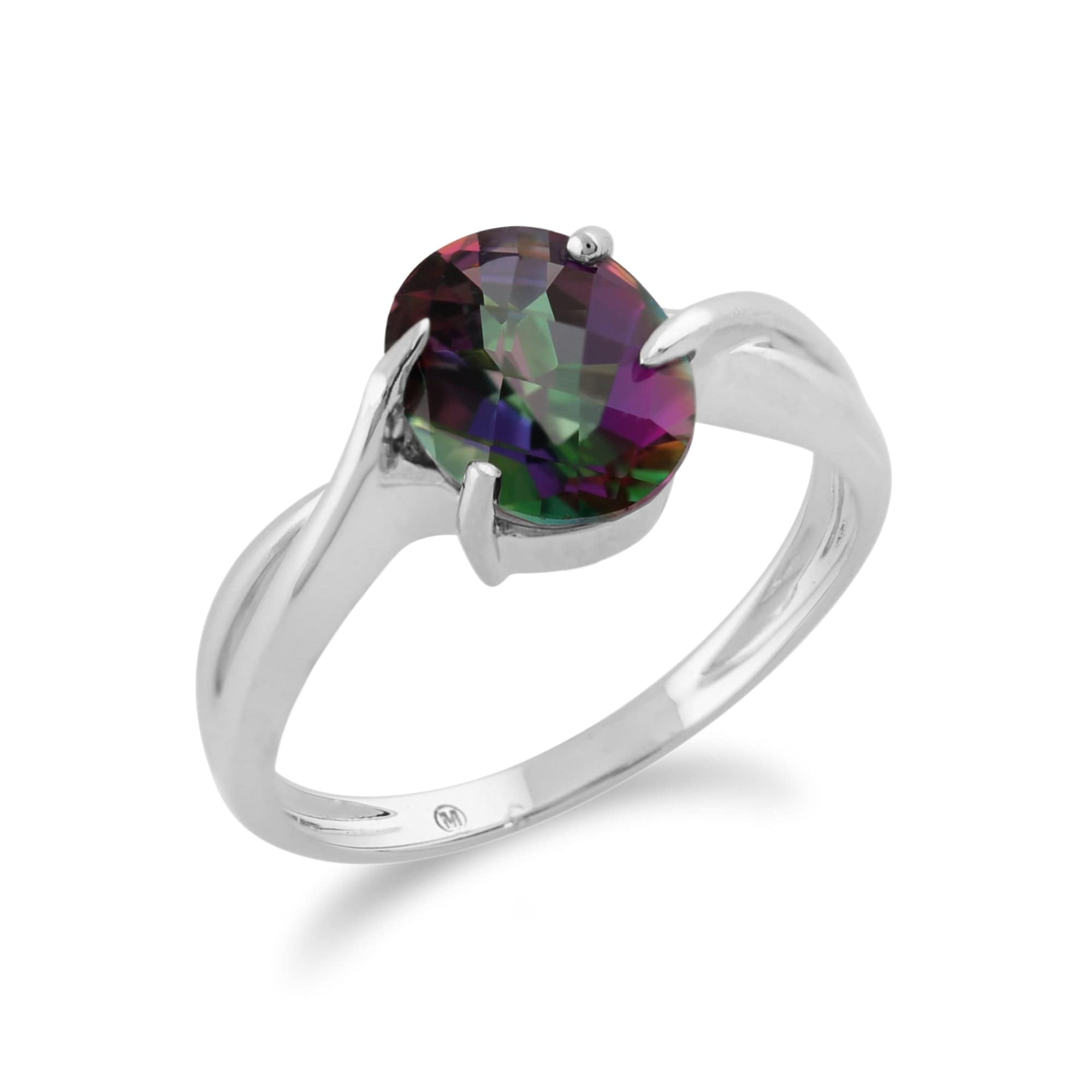 9ct White Gold 2.00ct Oval Cut Mystic Topaz Classic Single Stone Ring Image 2