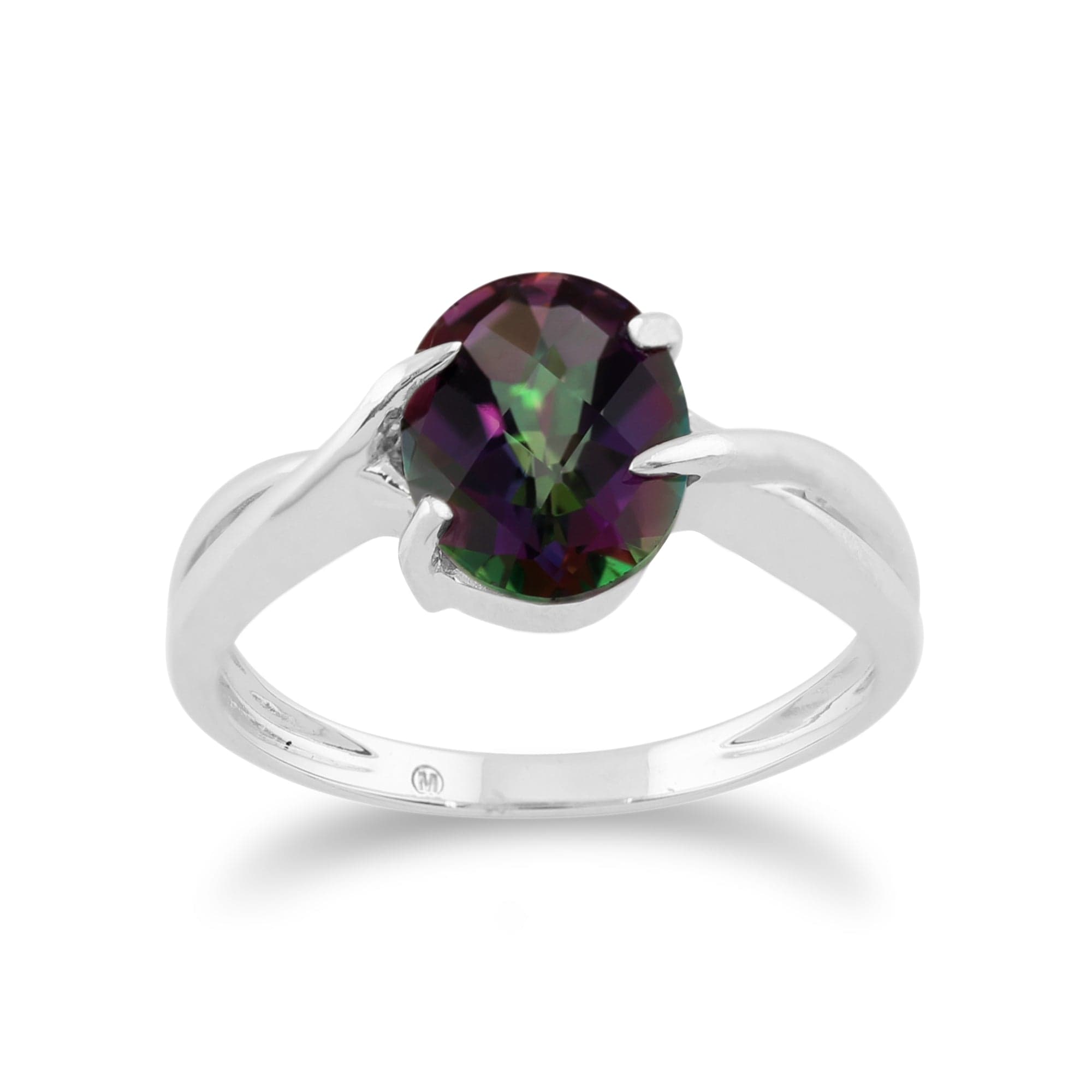 9ct White Gold 2.00ct Oval Cut Mystic Topaz Classic Single Stone Ring Image 1