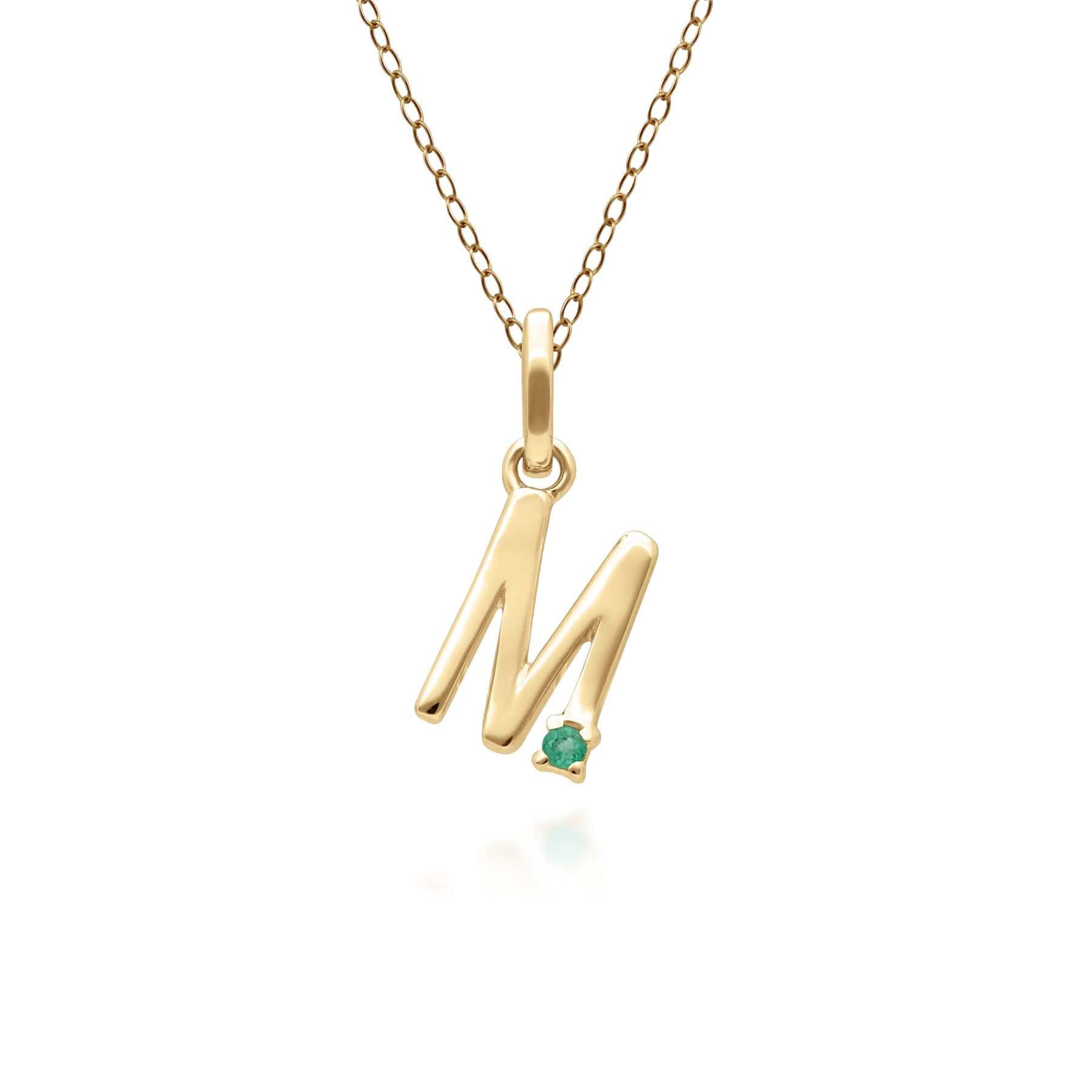 135P2048019 Initial Emerald Letter Necklace In 9ct Yellow Gold 14