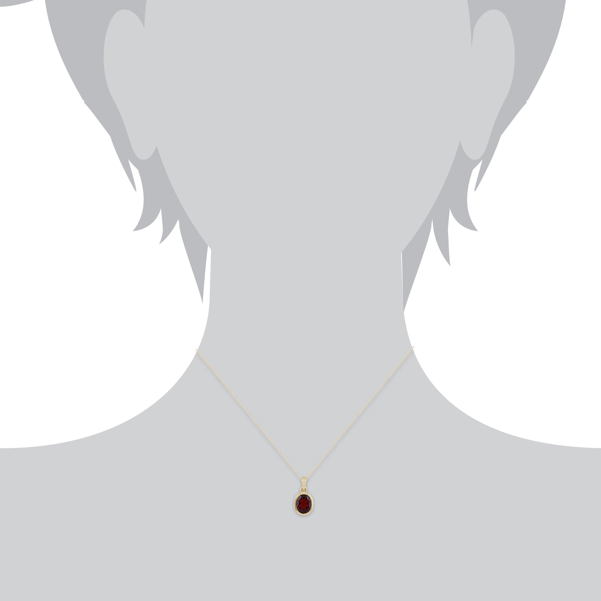 22614 Classic Oval Garnet Pendant in 9ct Yellow Gold 3