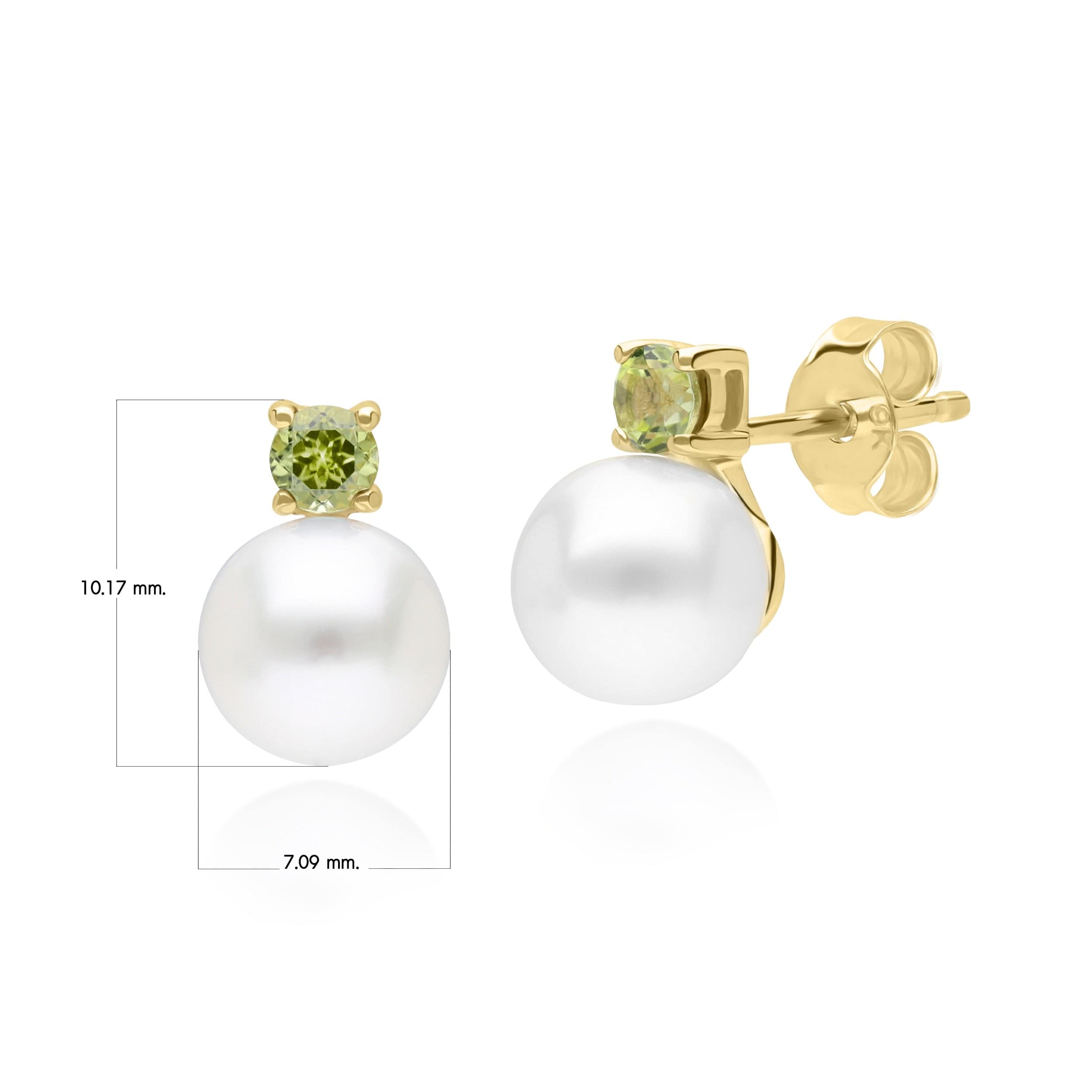 135E1817049 Modern Pearl & Peridot Stud Earrings in 9ct Yellow Gold 4