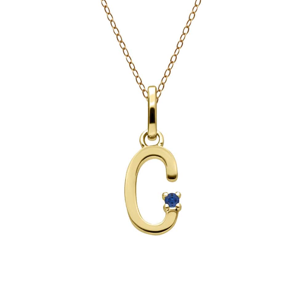 135P2045039 Initial Blue Sapphire Letter Necklace In 9ct Yellow Gold 4