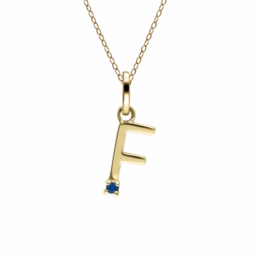 135P2058909 Initial Blue Sapphire Letter Necklace In 9ct Yellow Gold 7