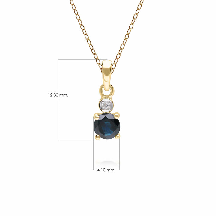 135P2099039 Micro Statement Round Sapphire & Diamond Pendant in 9ct Yellow Gold 4