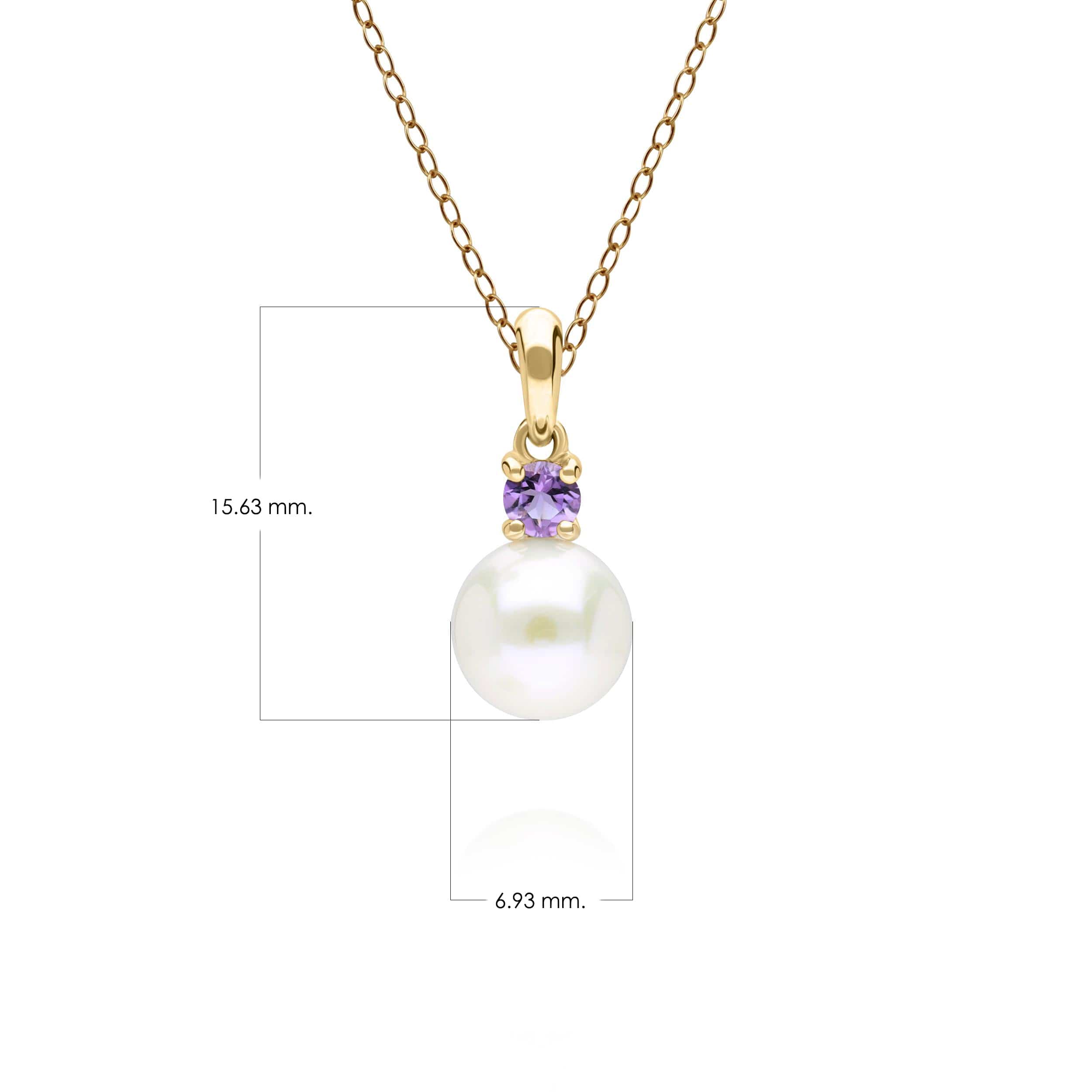 135P2100039 Modern Pearl & Amethyst Pendant in 9ct Yellow Gold 3