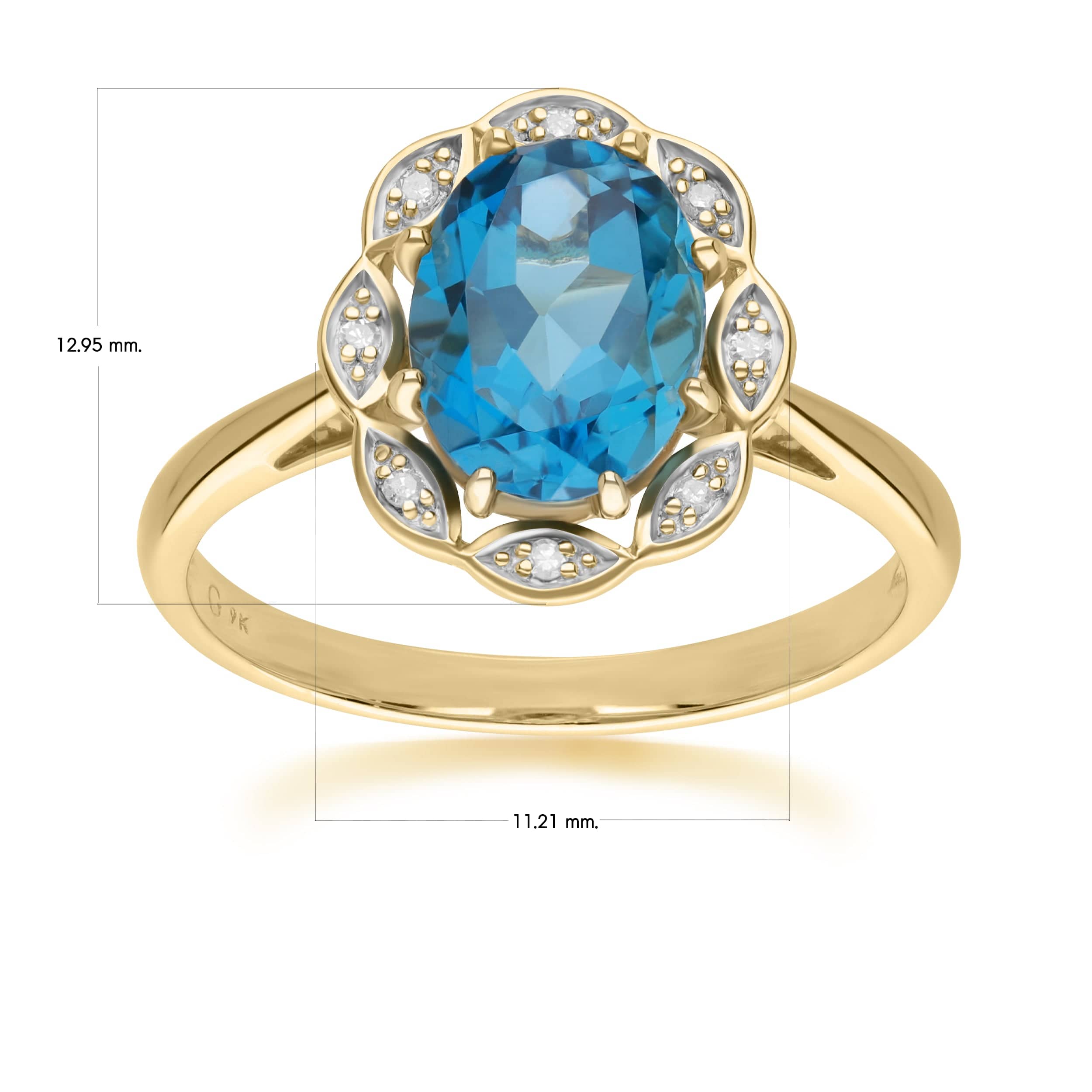 Klassischer London Blue Topaz &amp; Diamond Luxe Ring in 9 Karat Gelbgold