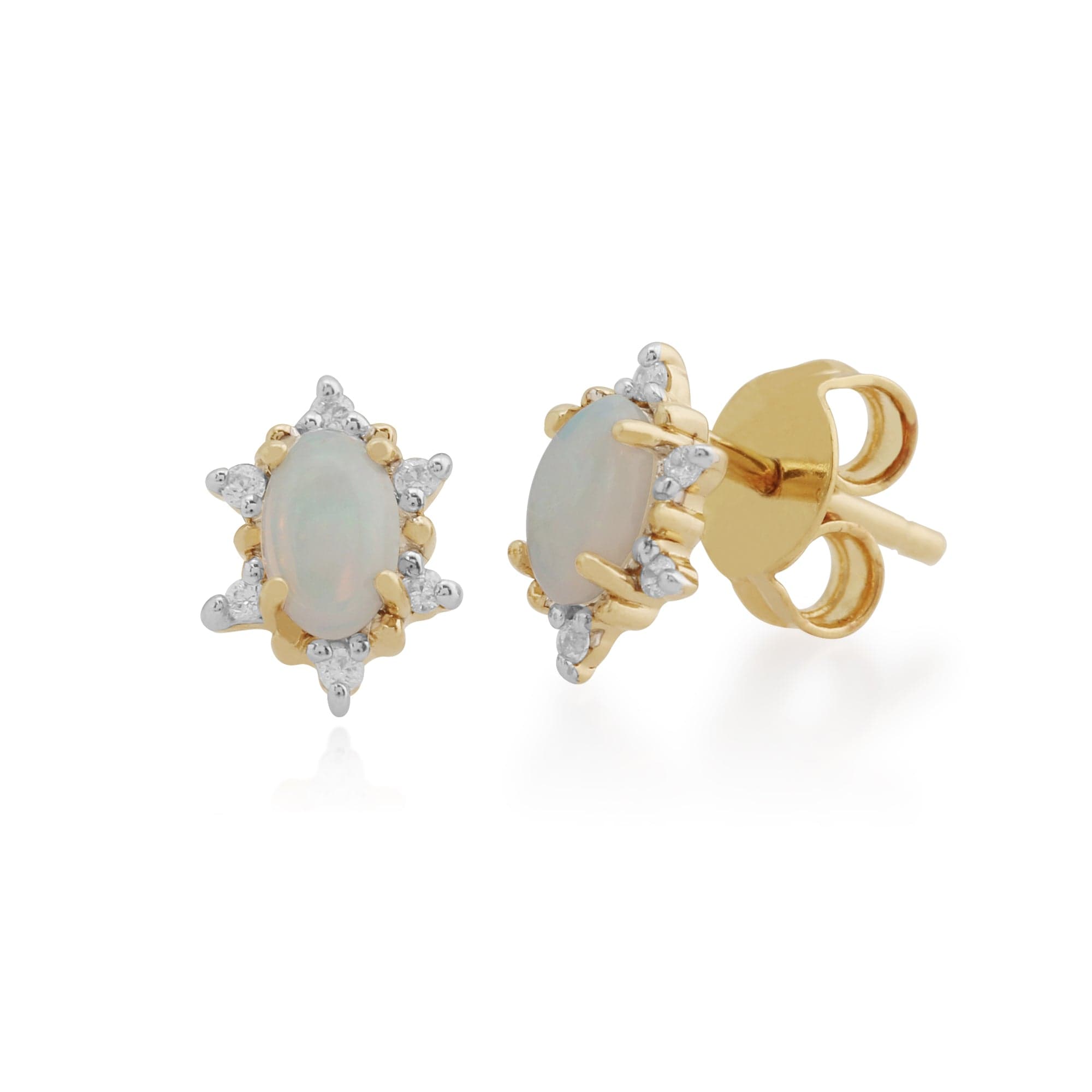 135E1302019 Gemondo 9ct Yellow Gold 0.30ct Opal & Diamond Stud Earrings 1