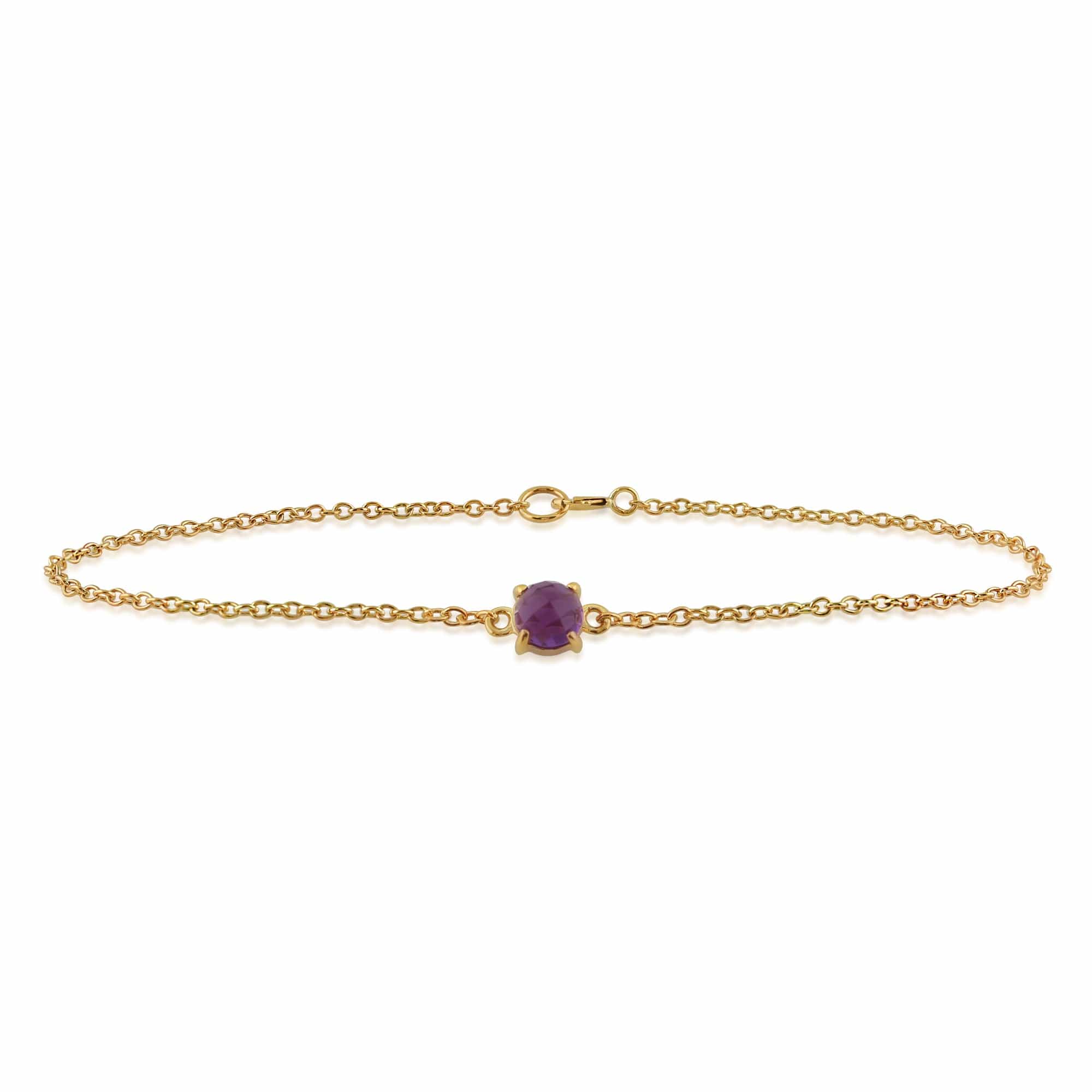 Classic Round Amethyst Checkerboard Bracelet in 9ct Yellow Gold - Gemondo