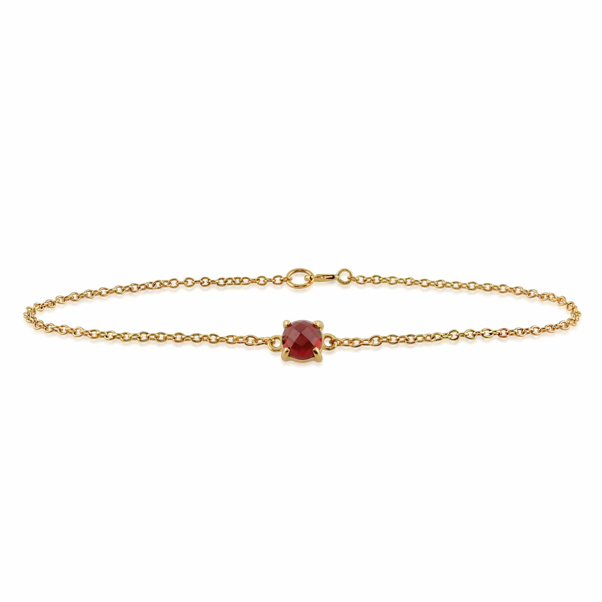 Classic Round Garnet Checkerboard Bracelet in 9ct Yellow Gold - Gemondo