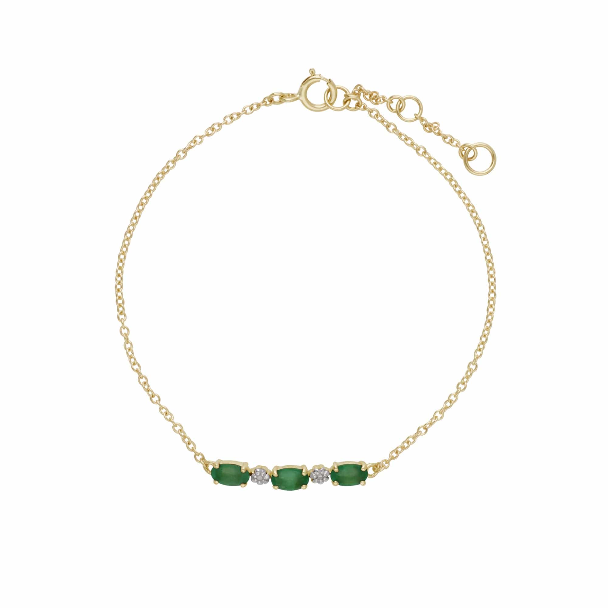 135L0263019 Classic Oval Emerald & Diamond Bracelet in 9ct Yellow Gold 1