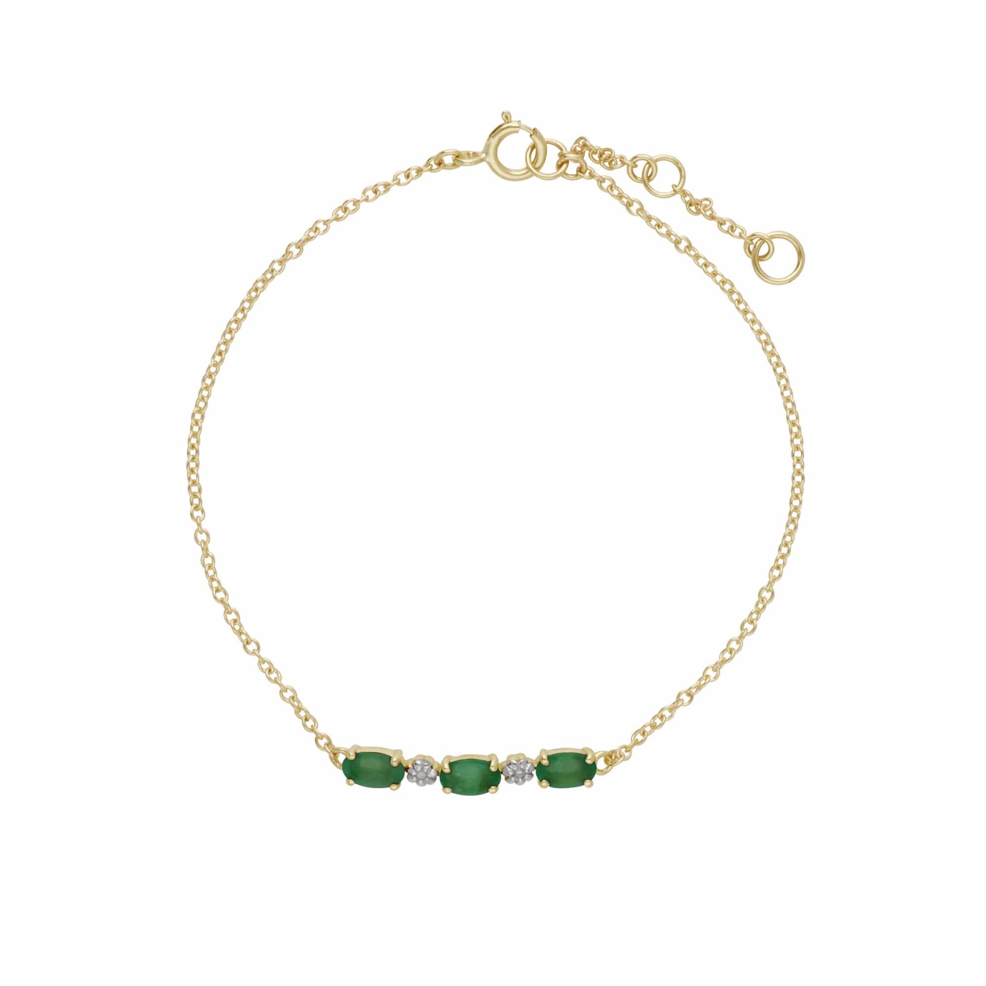 Classic Oval Emerald & Diamond Bracelet in 9ct Yellow Gold