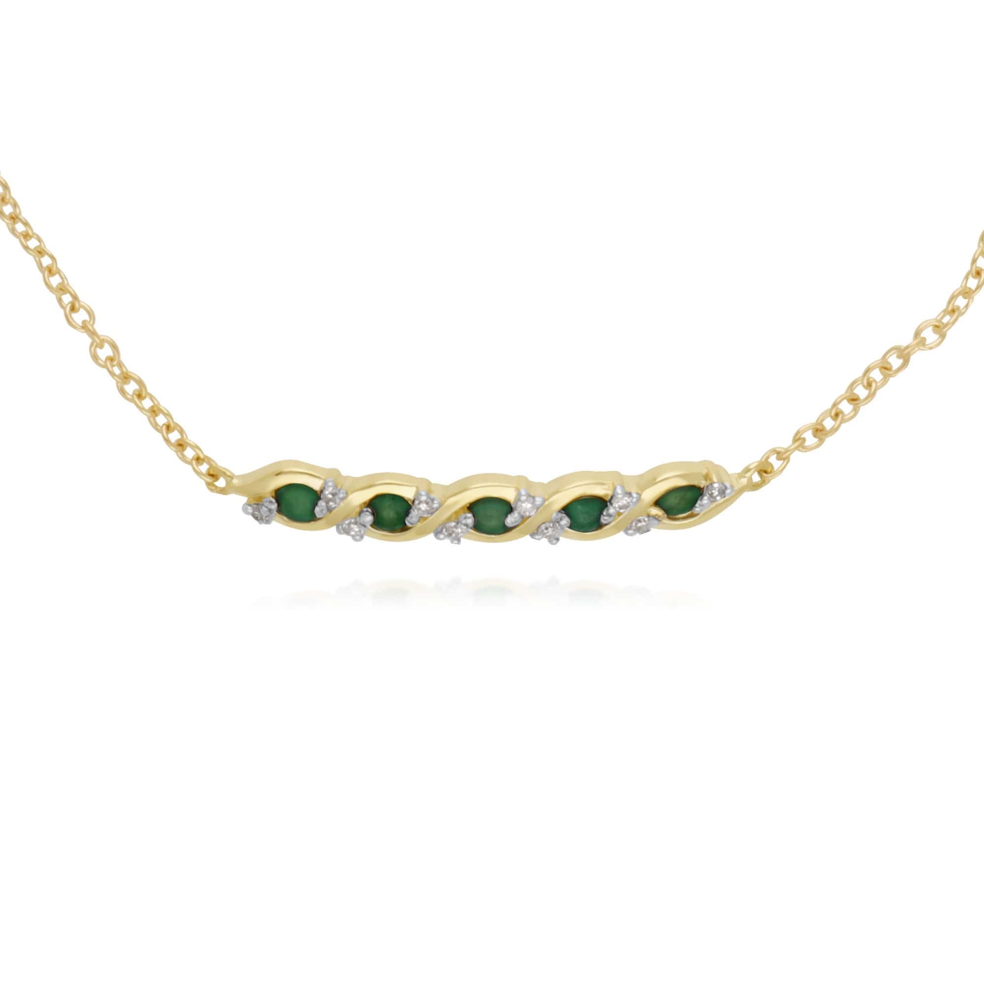 135L0264039 Classic Emerald & Diamond Twisted Bracelet in 9ct Gold 2