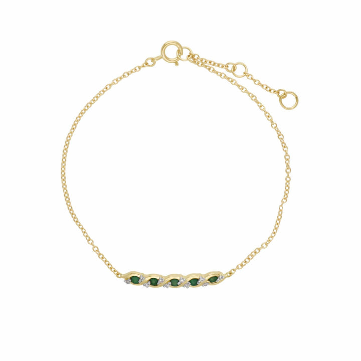 135L0264039 Classic Emerald & Diamond Twisted Bracelet in 9ct Gold 1