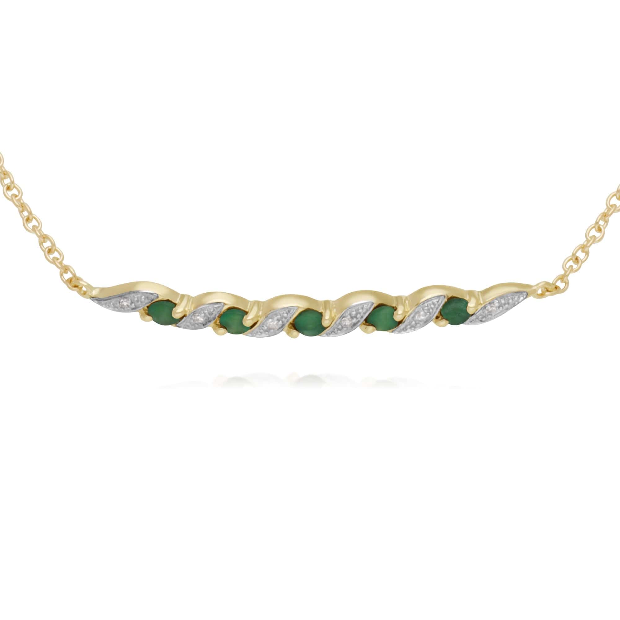 135L0265039 Classic Emerald & Diamond Spiral Bracelet in 9ct Yellow Gold 2