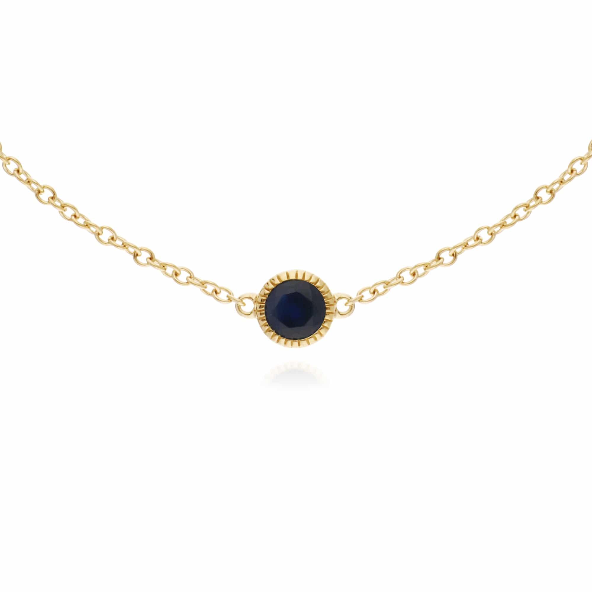 Classic Single Stone Round Sapphire Milgrain Bracelet in 9ct Yellow Gold - Gemondo