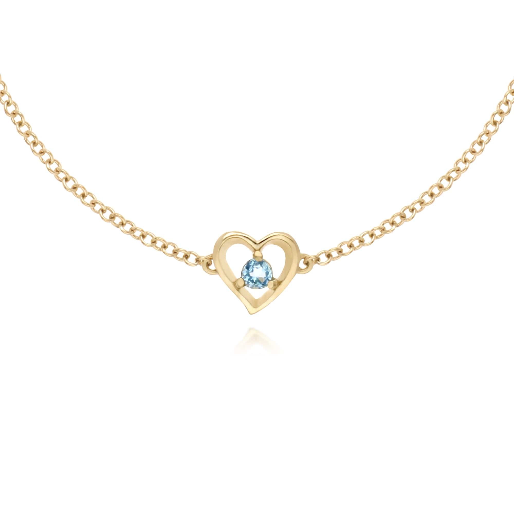 135L0290069 Gemondo 9ct Yellow Gold Blue Topaz Round Single Stone Heart 19cm Bracelet 1