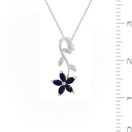 Floral Marquise Sapphire & Diamond Drop Pendant