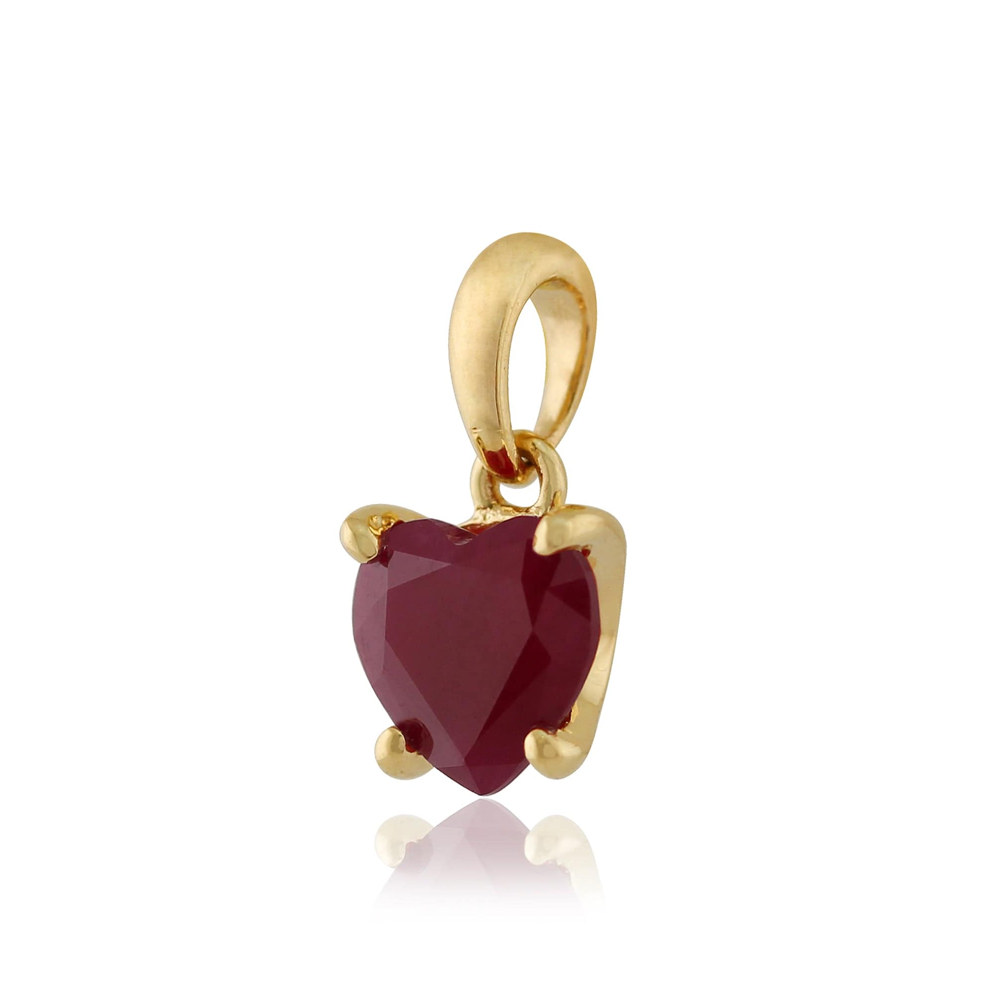 26939-135P1463019 Classic Heart Ruby Single Stone Love Heart Stud Earrings & pendant Set in 9ct Yellow Gold 6