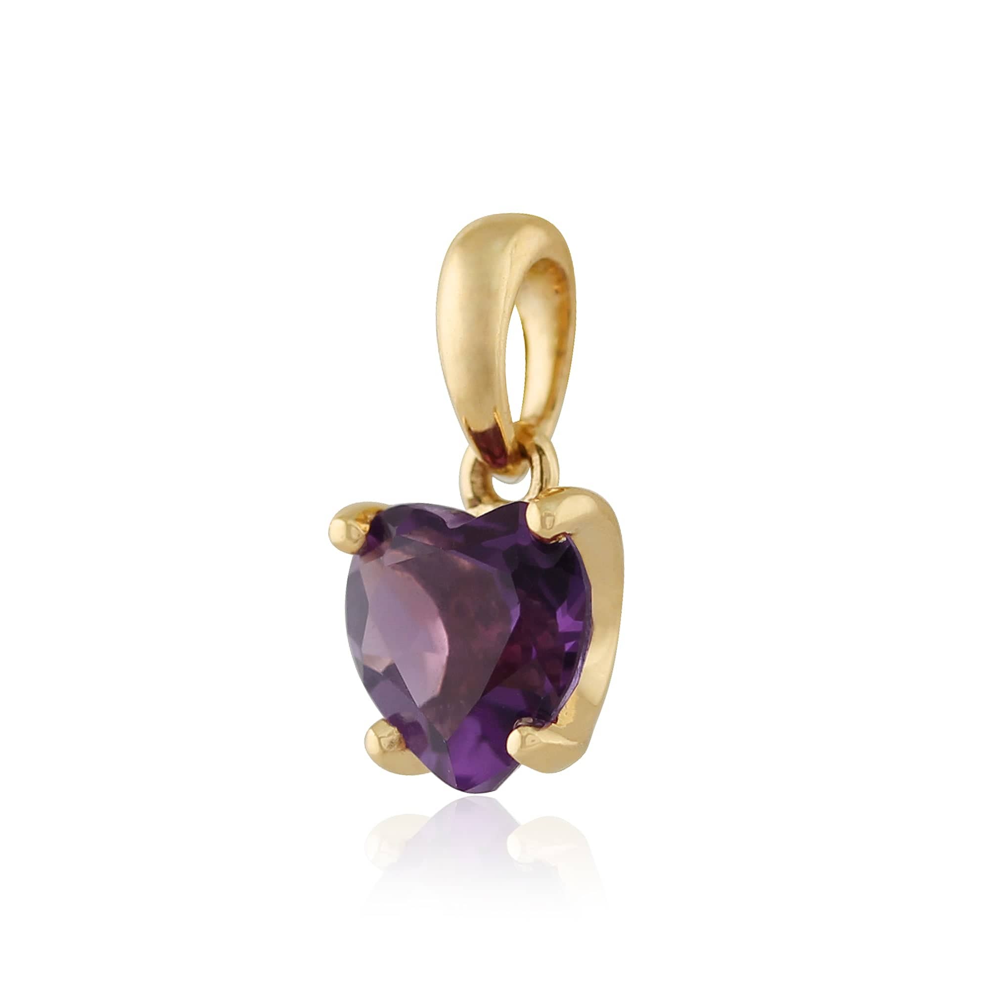 181E0735049-135P1463049 Classic Heart Amethyst Single Stone Love Heart Stud Earrings & pendant Set in 9ct Yellow Gold 5