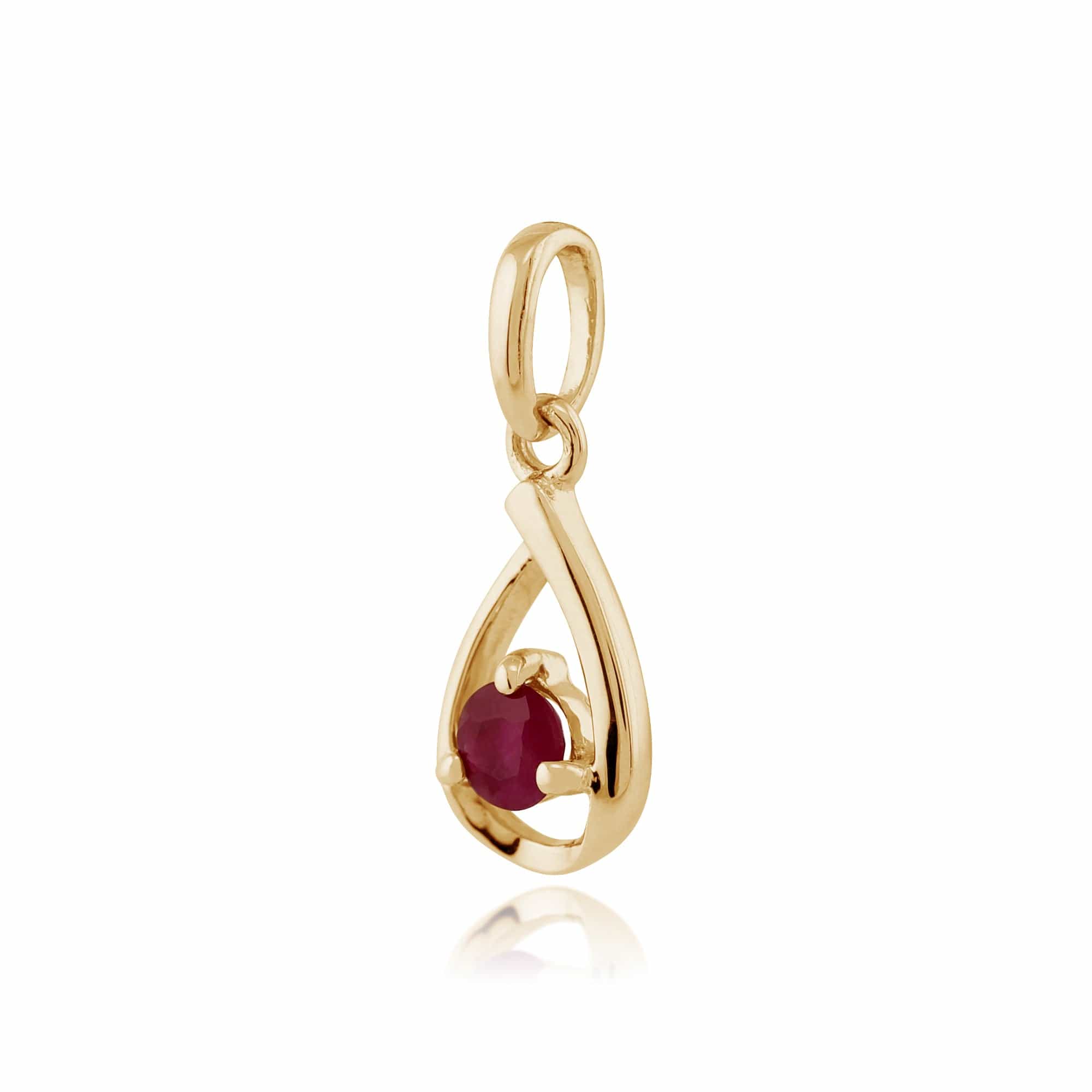 135P1551029 Classic Round Ruby Halo Pendant in 9ct Yellow Gold 2
