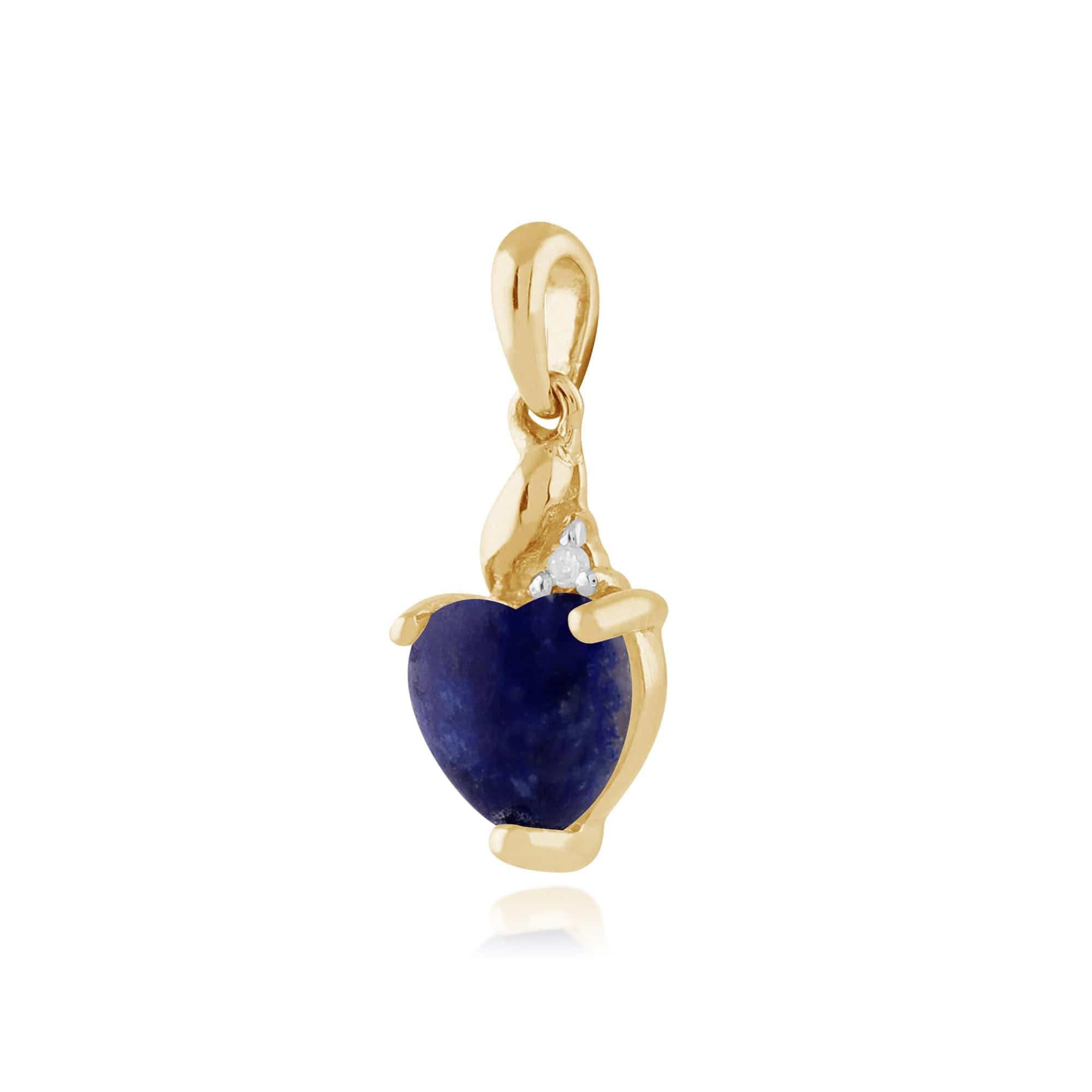 135P1565029 Classic Heart Lapis Lazuli & Diamond Pendant in 9ct Yellow Gold 2