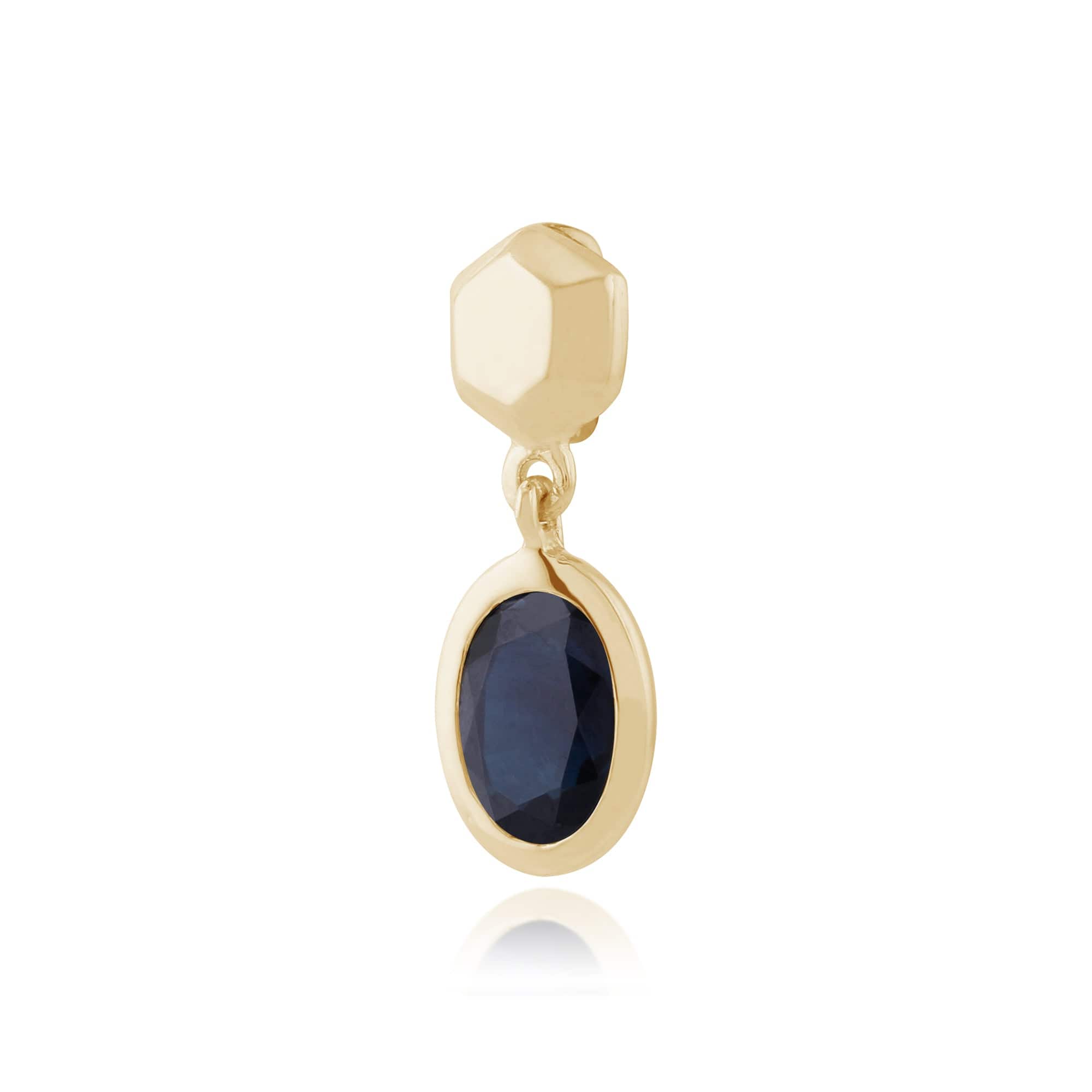 Classic Oval Sapphire Bezel Set Drop Pendant in 9ct Yellow Gold - Gemondo