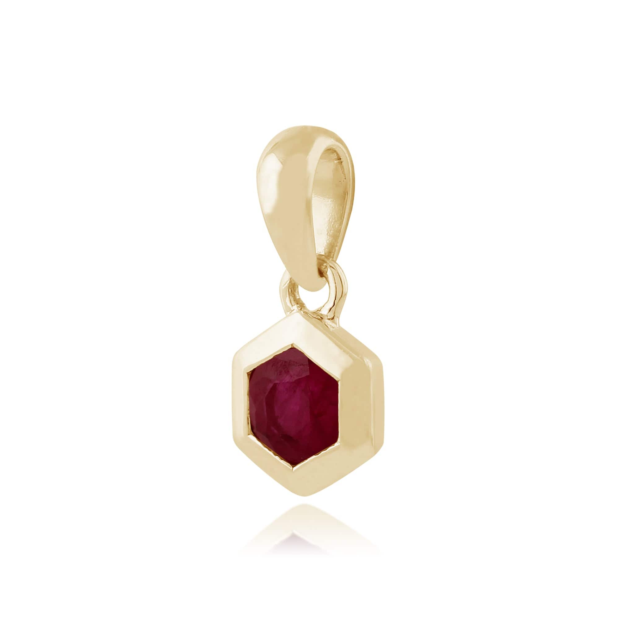 135P1598039 Geometric Hexagon 9ct Yellow Gold Ruby Pendant 2