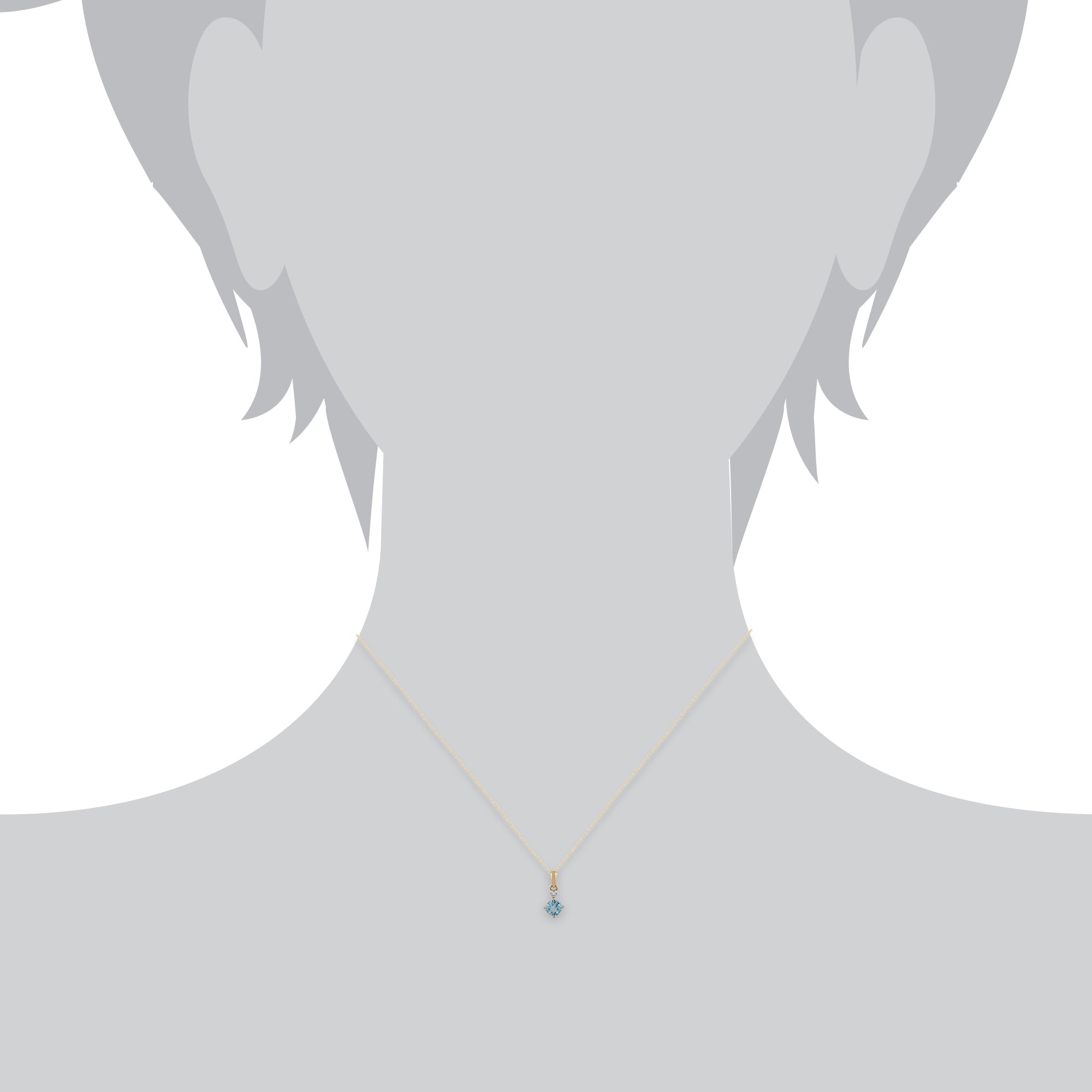 Classic Square Blue Topaz & Diamond Pendant in 9ct Yellow Gold - Gemondo