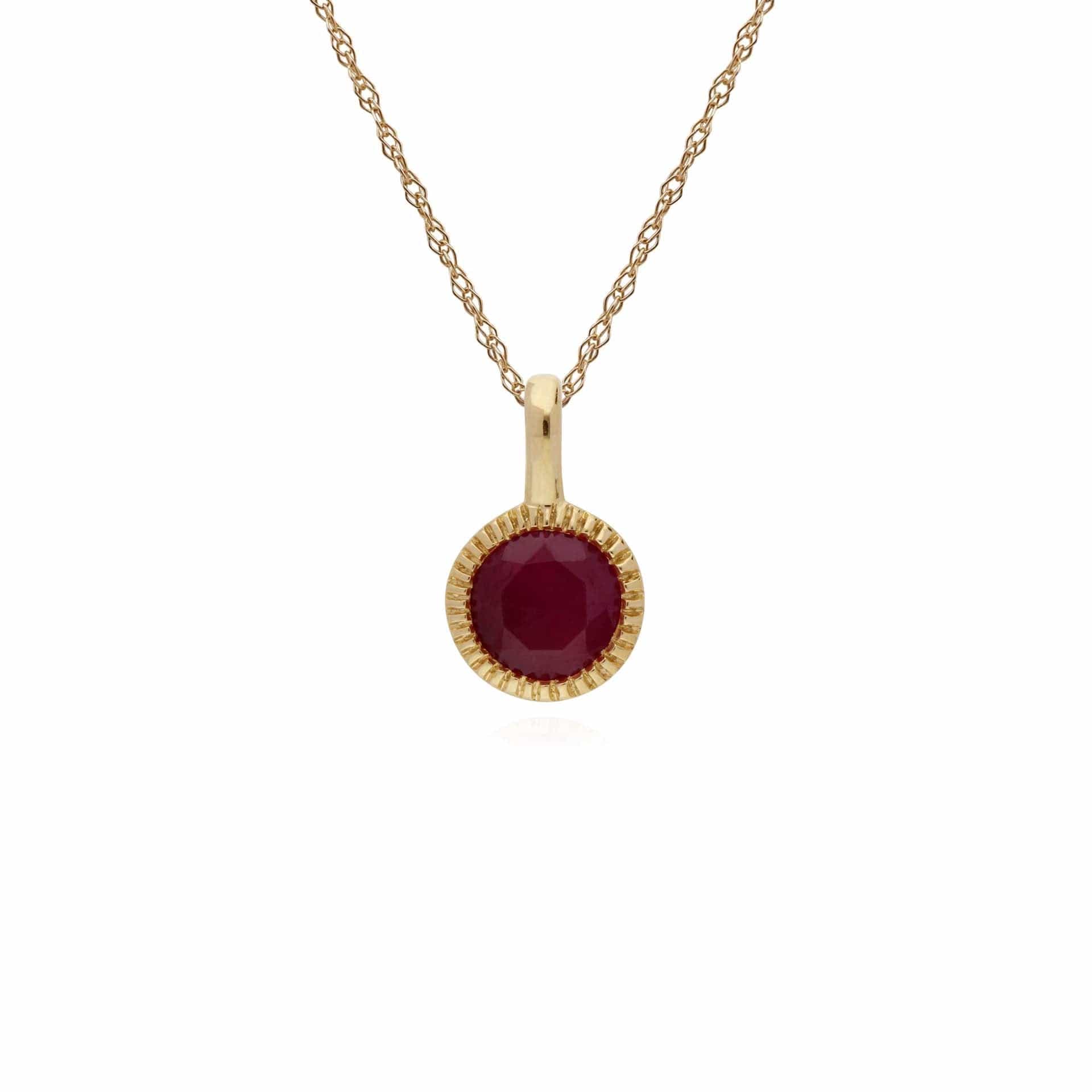 135P1873019 Gemondo 9ct Yellow Gold Ruby Round Milgrain 45cm Necklace 1