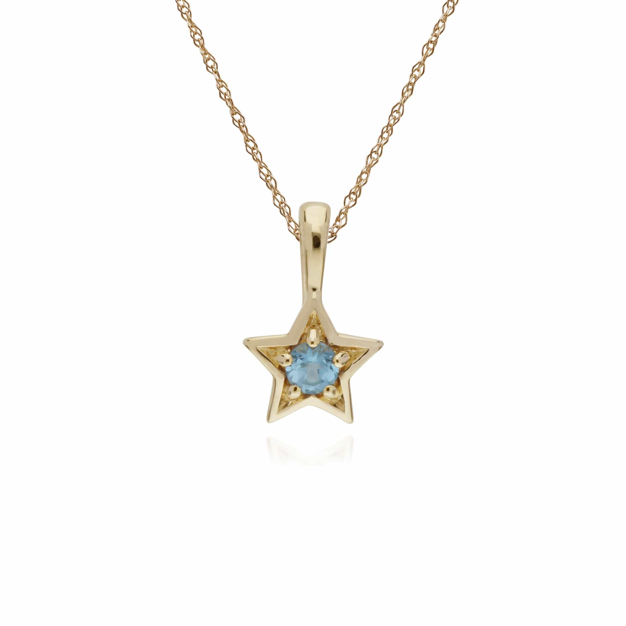 135P1874049 Gemondo 9ct Yellow Gold Blue Topaz Single Stone Star 45cm Necklace 1