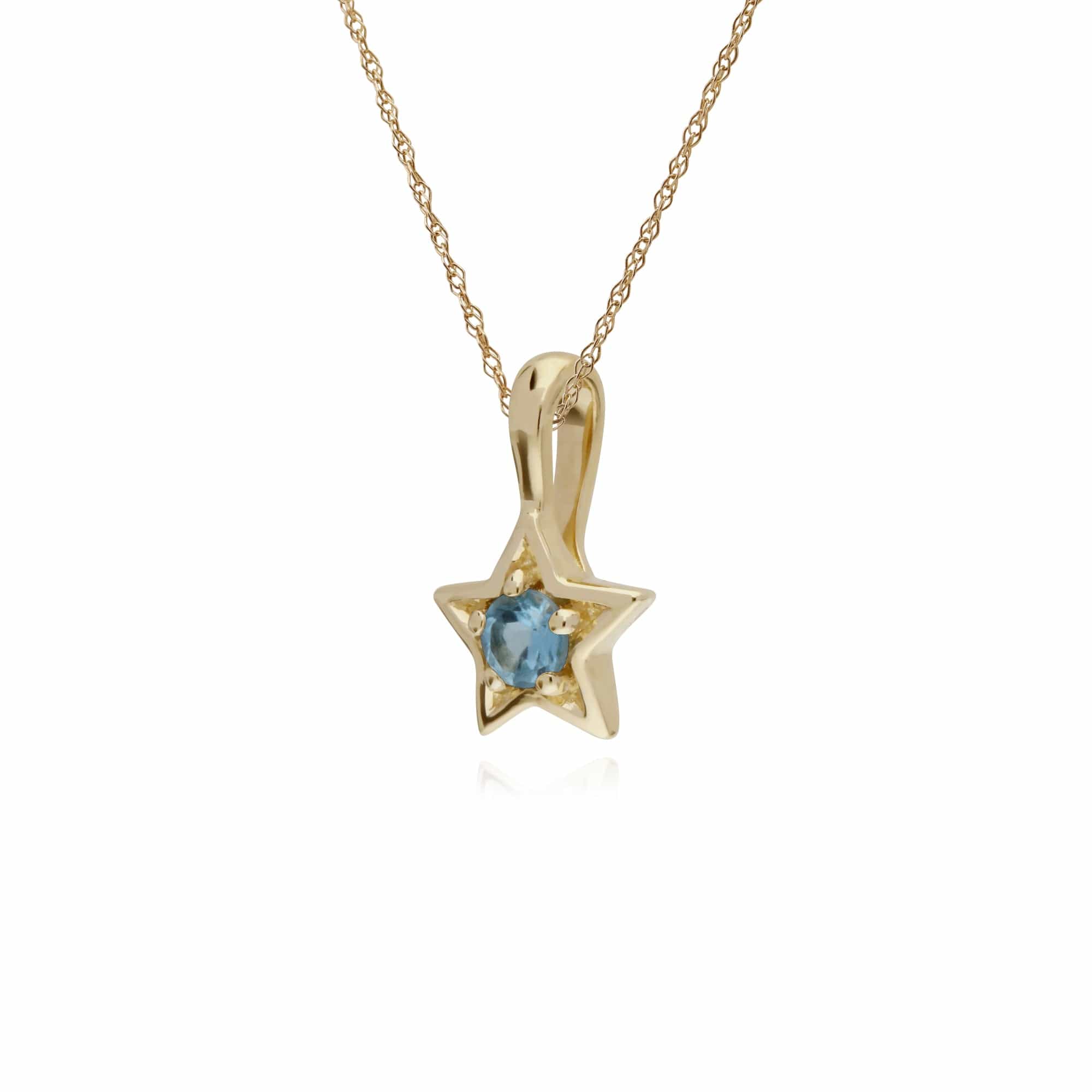 135P1874049 Gemondo 9ct Yellow Gold Blue Topaz Single Stone Star 45cm Necklace 2