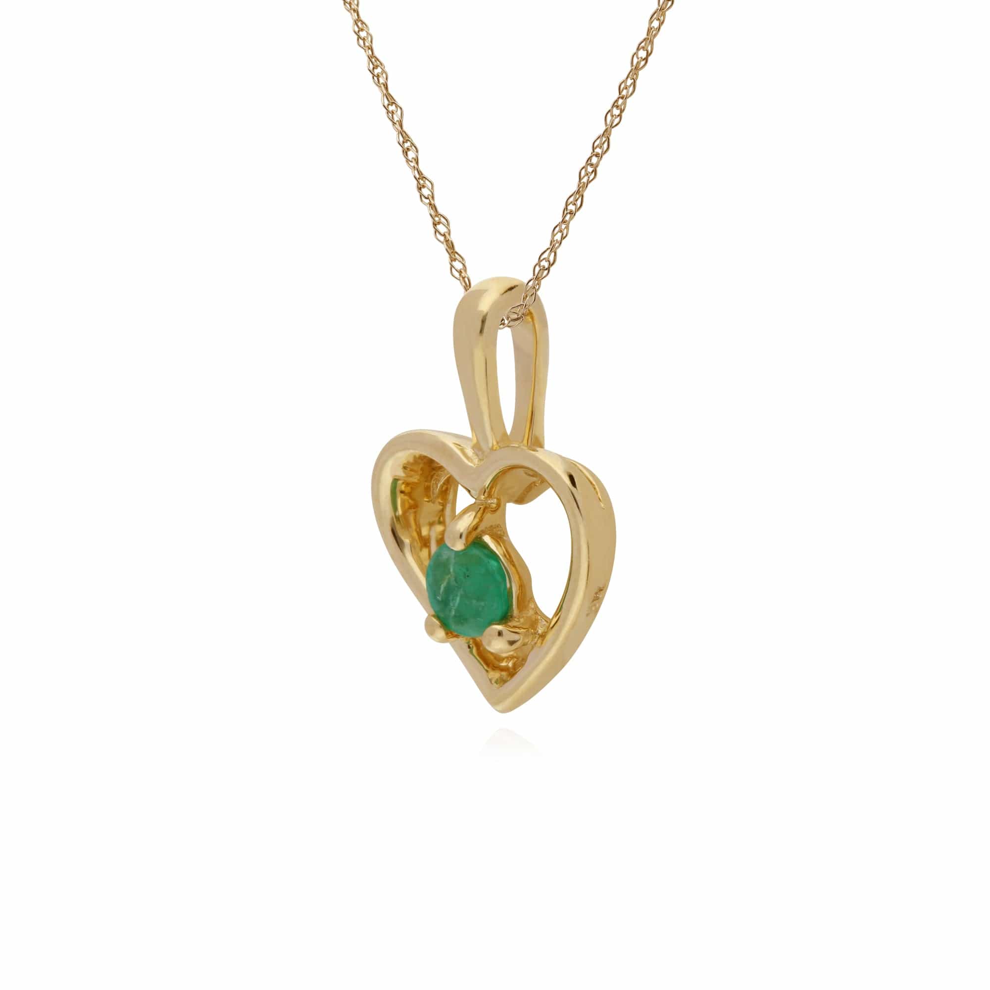 135P1875019 Gemondo 9ct Yellow Gold Emerald Single Stone Heart 45cm Necklace 2