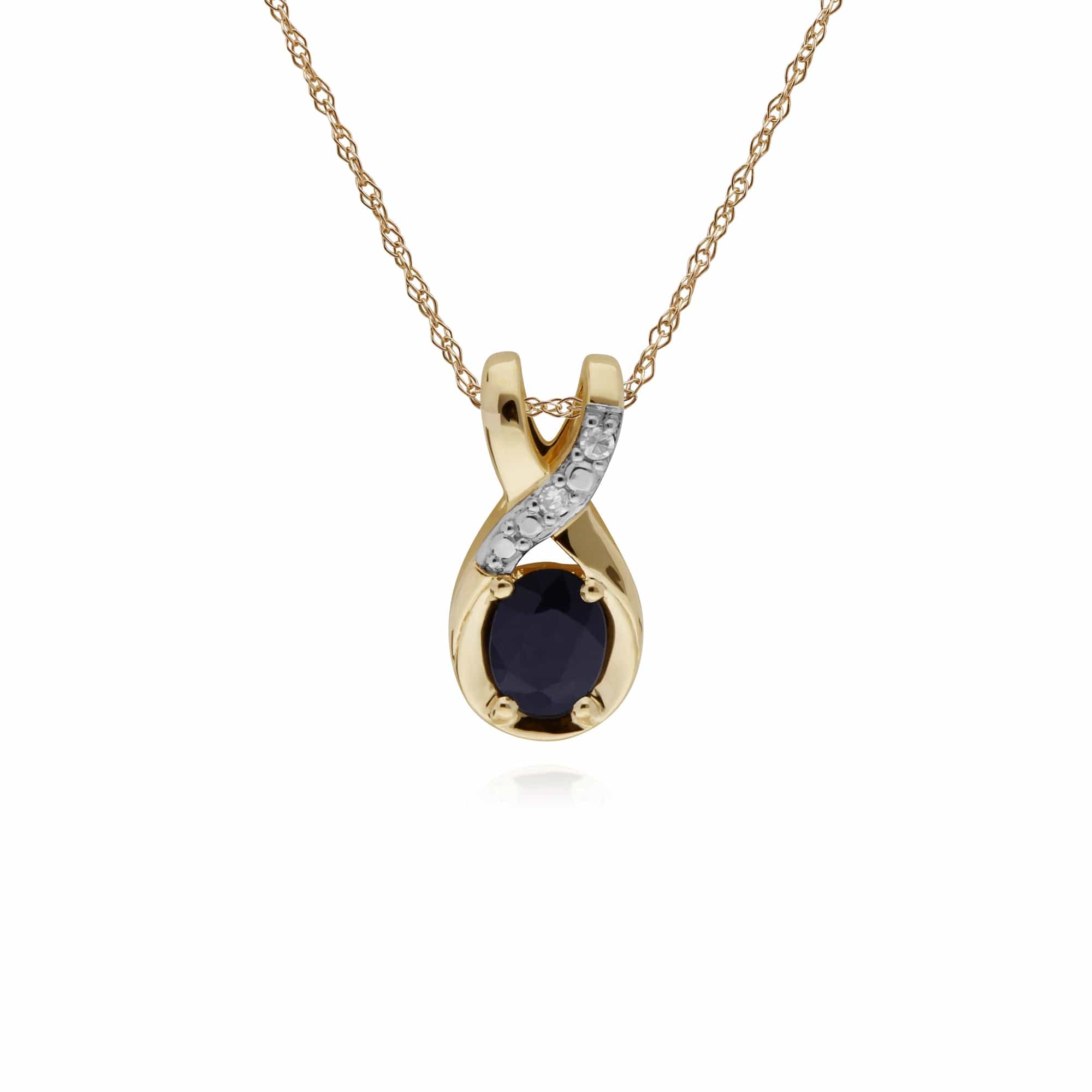 Classic Sapphire & Diamond Twisted Bale Pendant in 9ct Gold - Gemondo