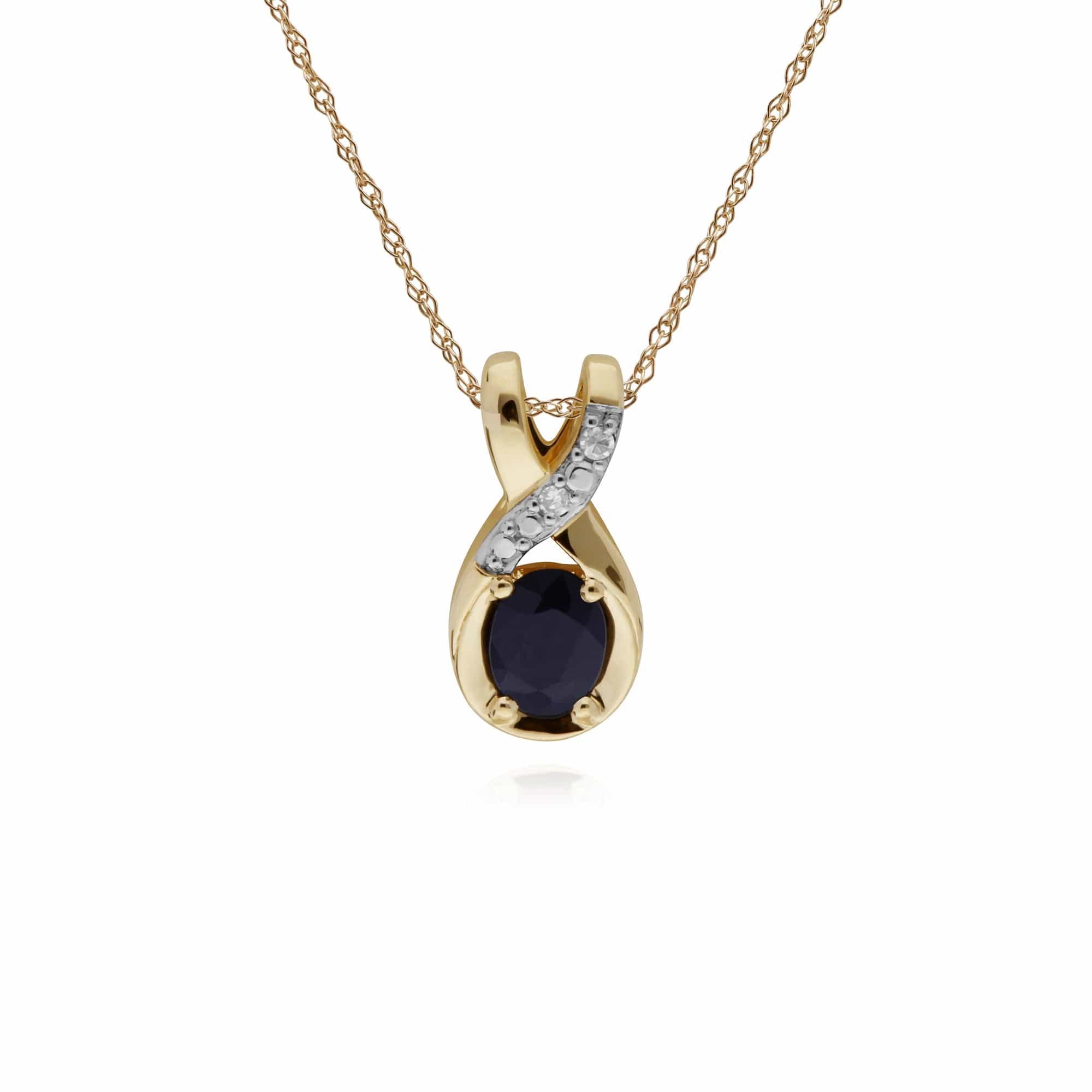 135P1900029 Classic Sapphire & Diamond Twisted Bale Pendant in 9ct Gold 1