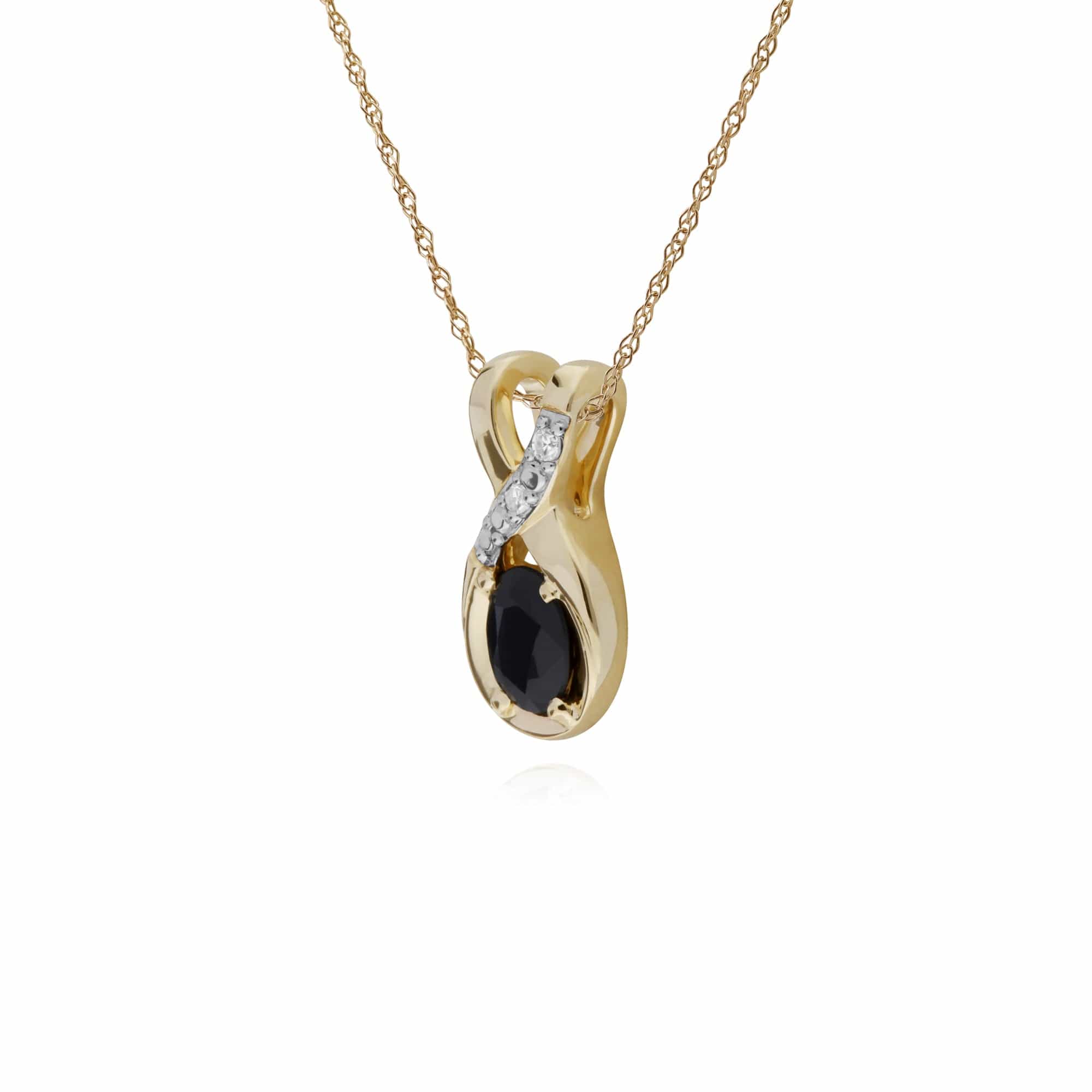 Classic Sapphire & Diamond Twisted Bale Pendant in 9ct Gold - Gemondo