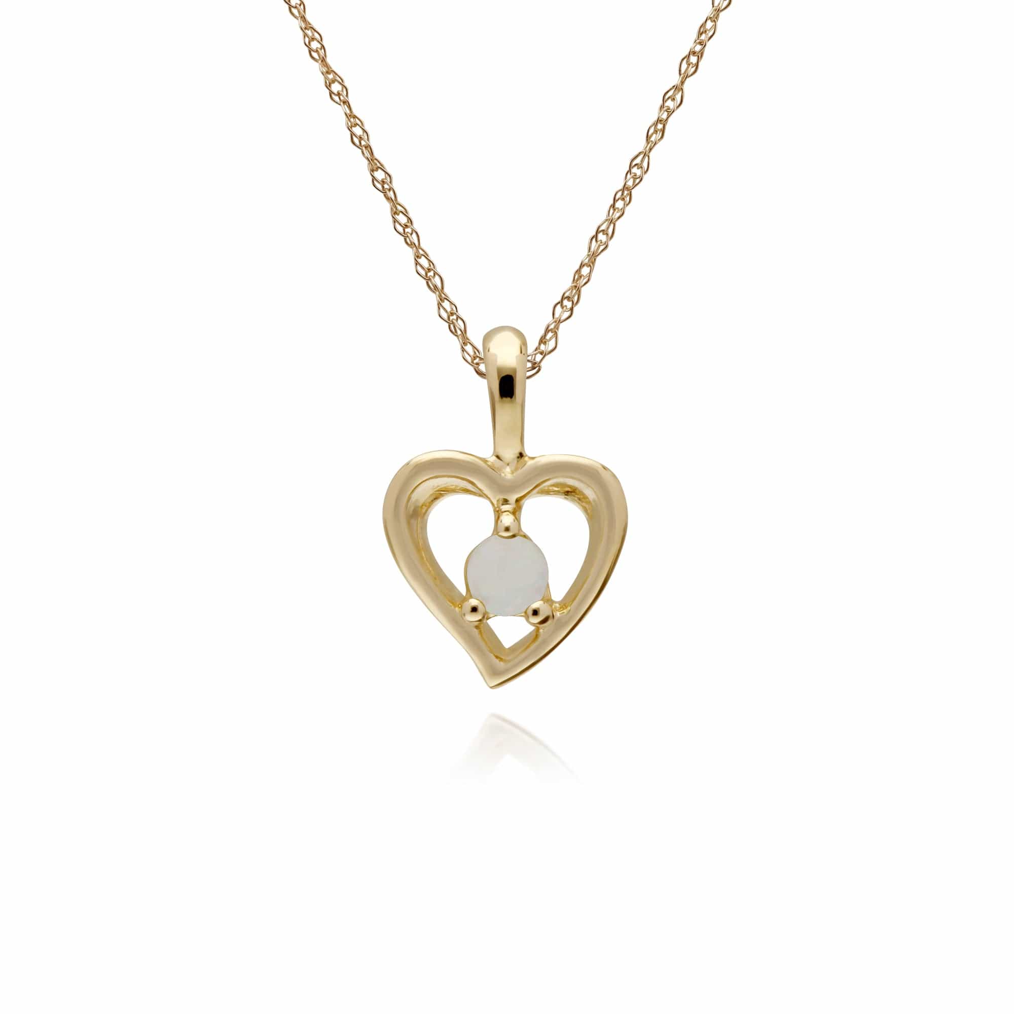 135P1902029 Gemondo 9ct Yellow Gold Opal Single Stone Heart 45cm Necklace 1