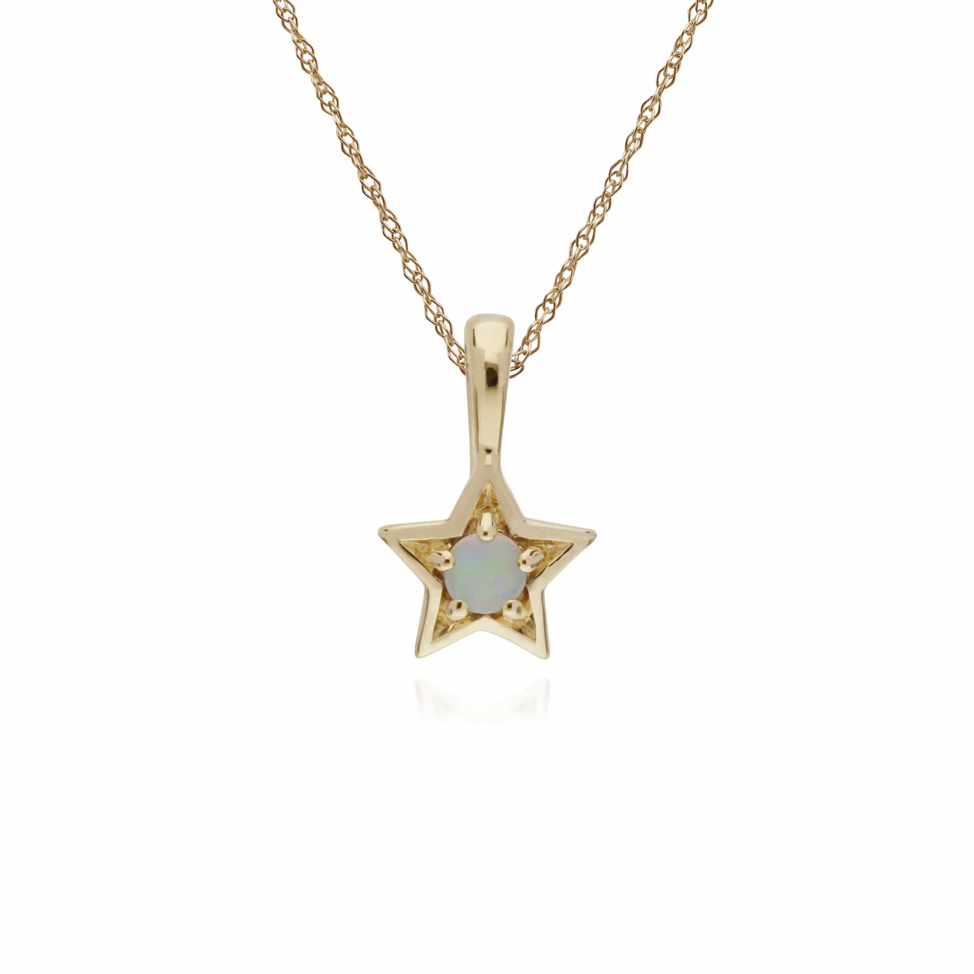 135P1903029 Gemondo 9ct Yellow Gold Opal Single Stone Star 45cm Necklace 1