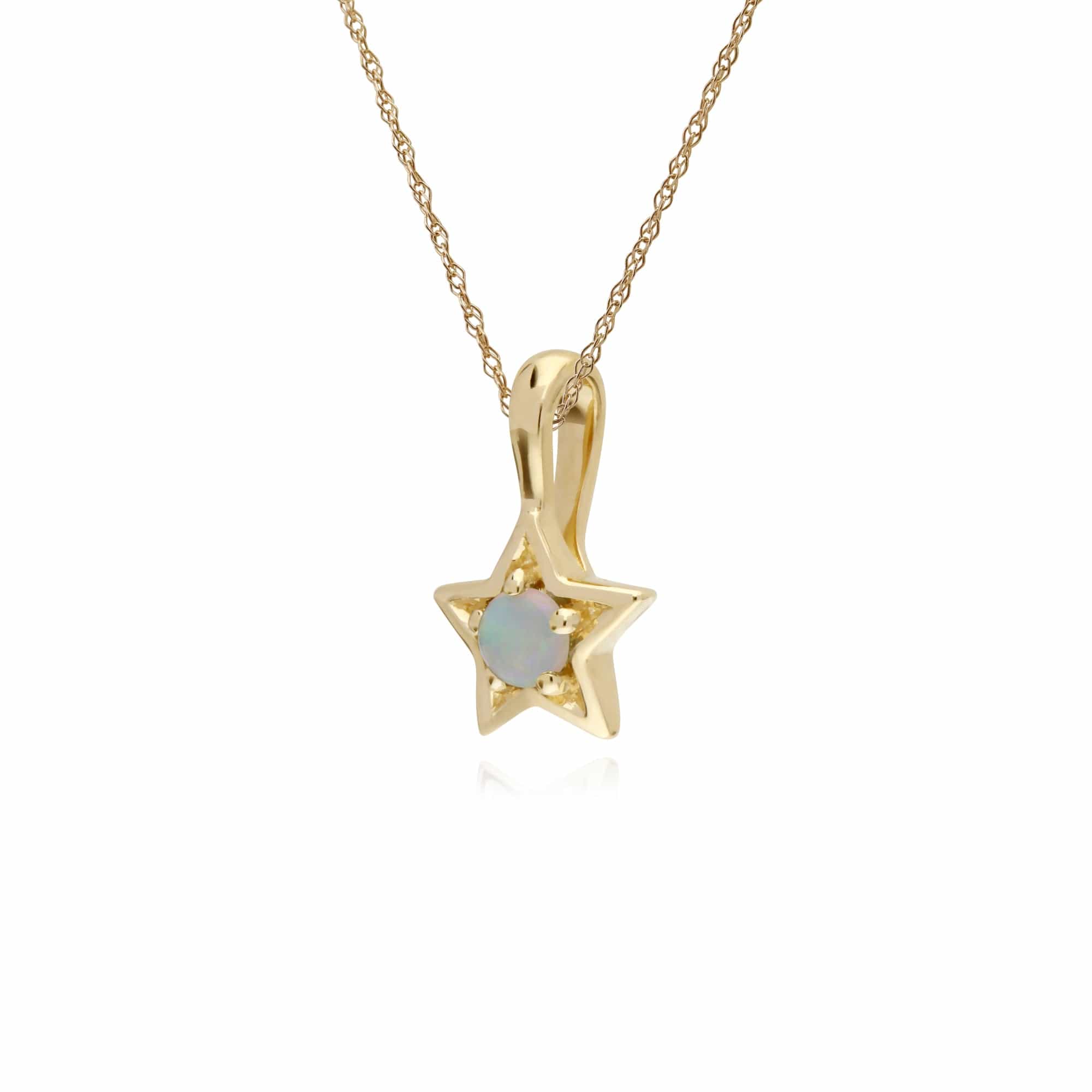 135P1903029 Gemondo 9ct Yellow Gold Opal Single Stone Star 45cm Necklace 2