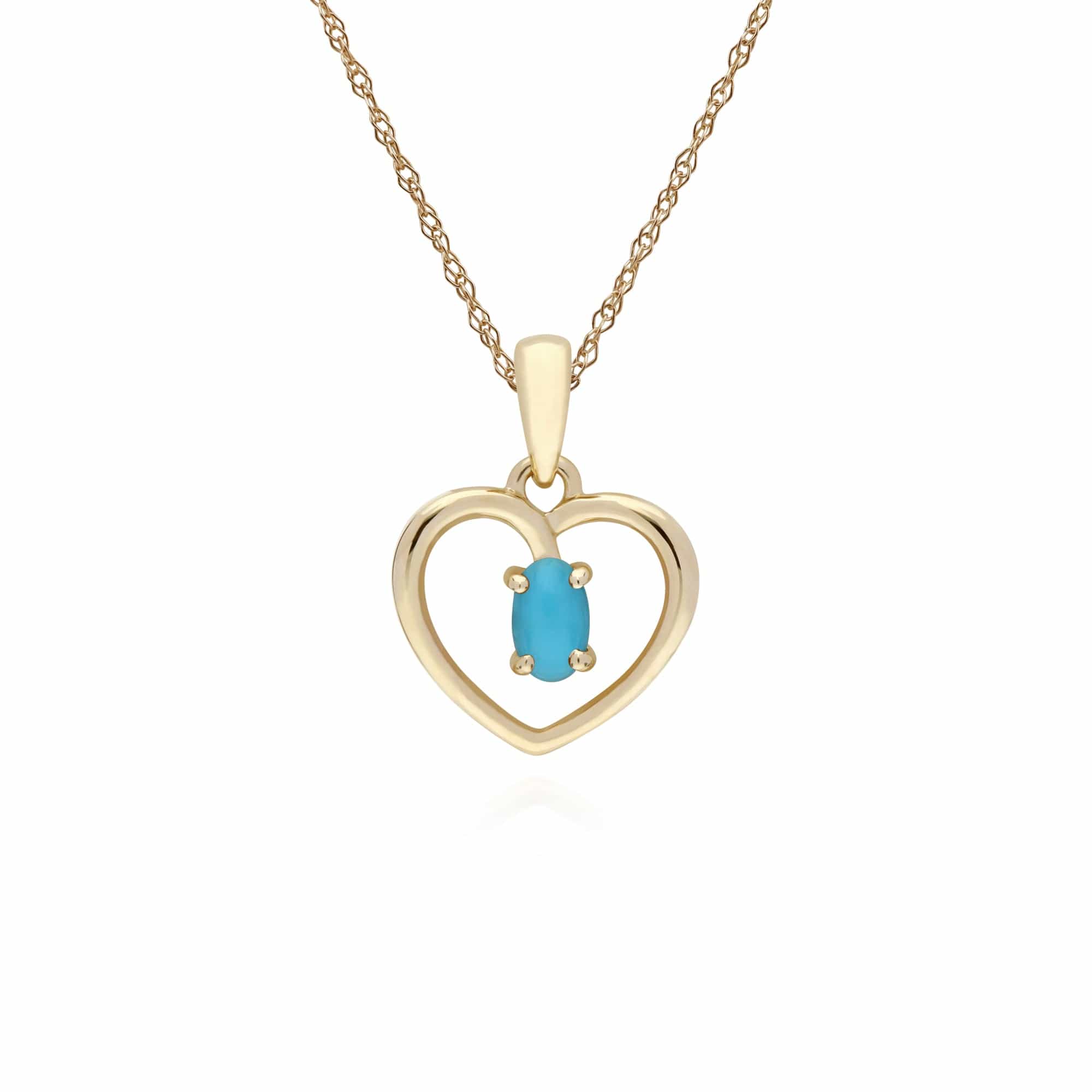 135P1920019 Gemondo 9ct Yellow Gold Turquoise Oval Single Stone Heart Pendant on 45cm Chain 1