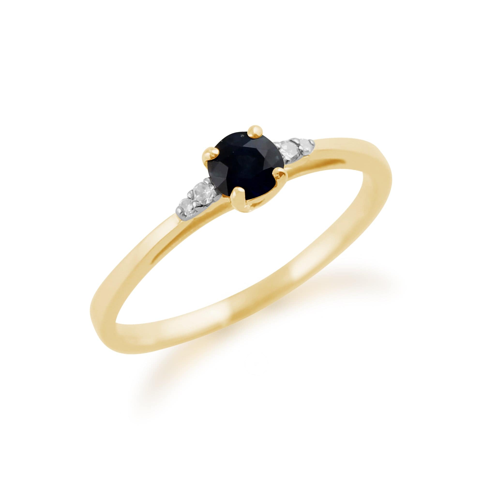 135R1309039 Classic Round Sapphire & Diamond Ring in 9ct Yellow Gold 2