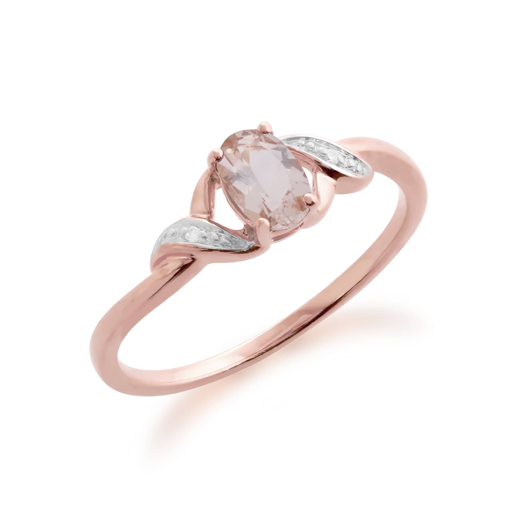 135R1586019 Classic Oval Morganite & Diamond Ring in 9ct Rose Gold 4