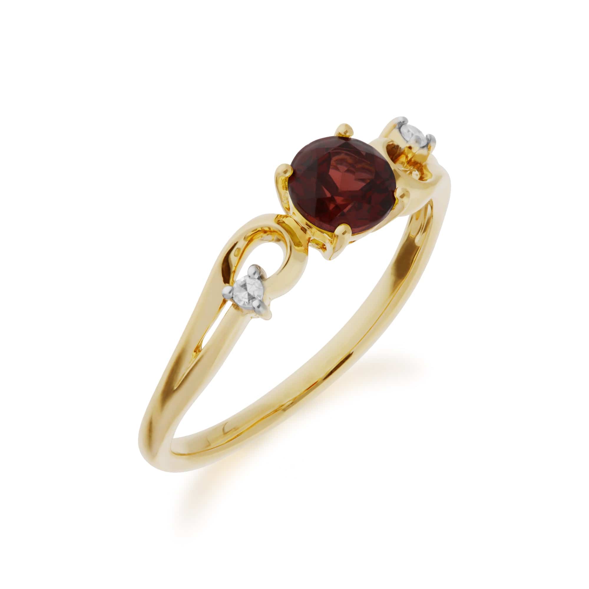 135R1742029 Classic  Round Garnet & Diamond Ring in 9ct Yellow Gold 3