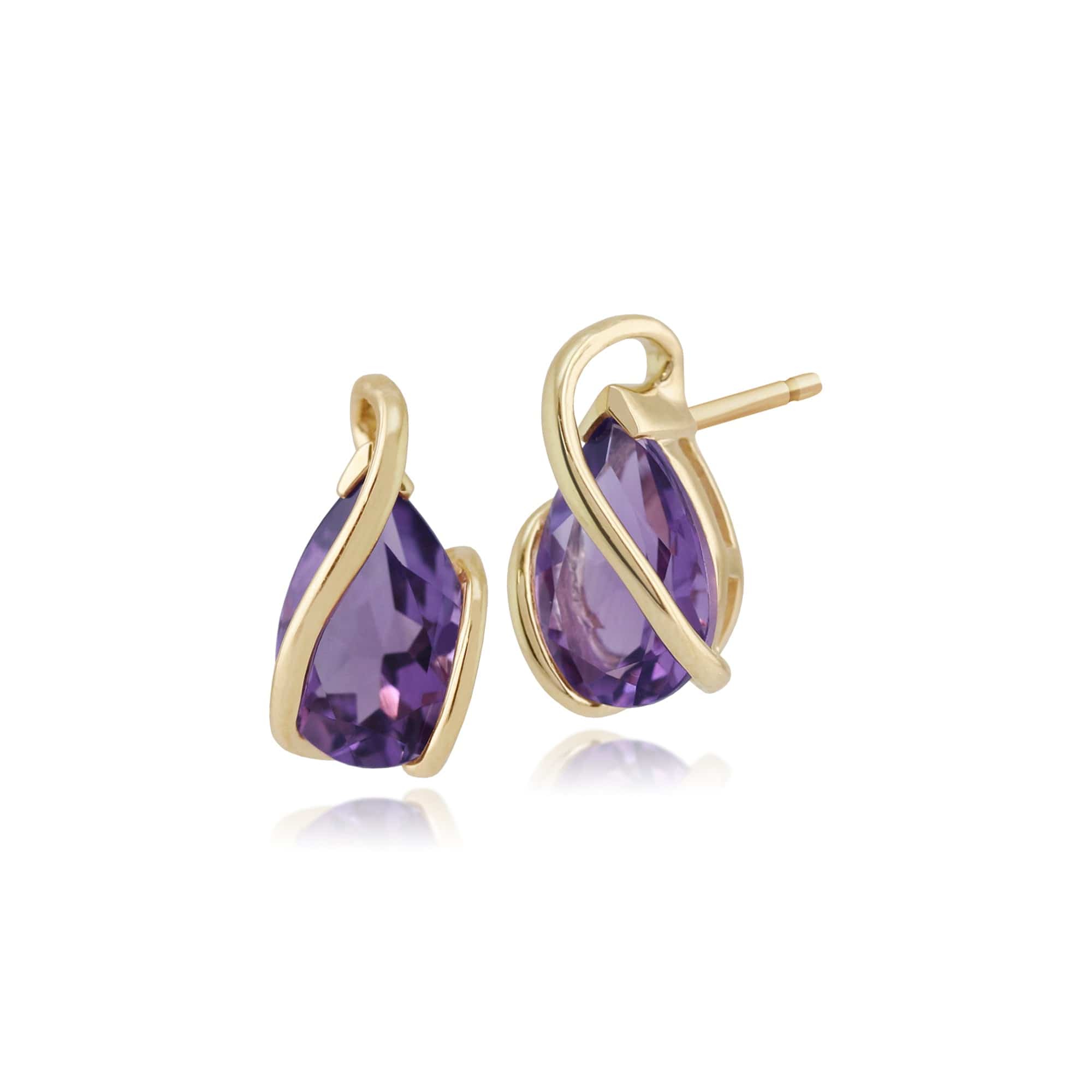 Gemondo 9ct Yellow Gold 1.97ct Pear Cut Amethyst Wrapped Stud Earrings Image