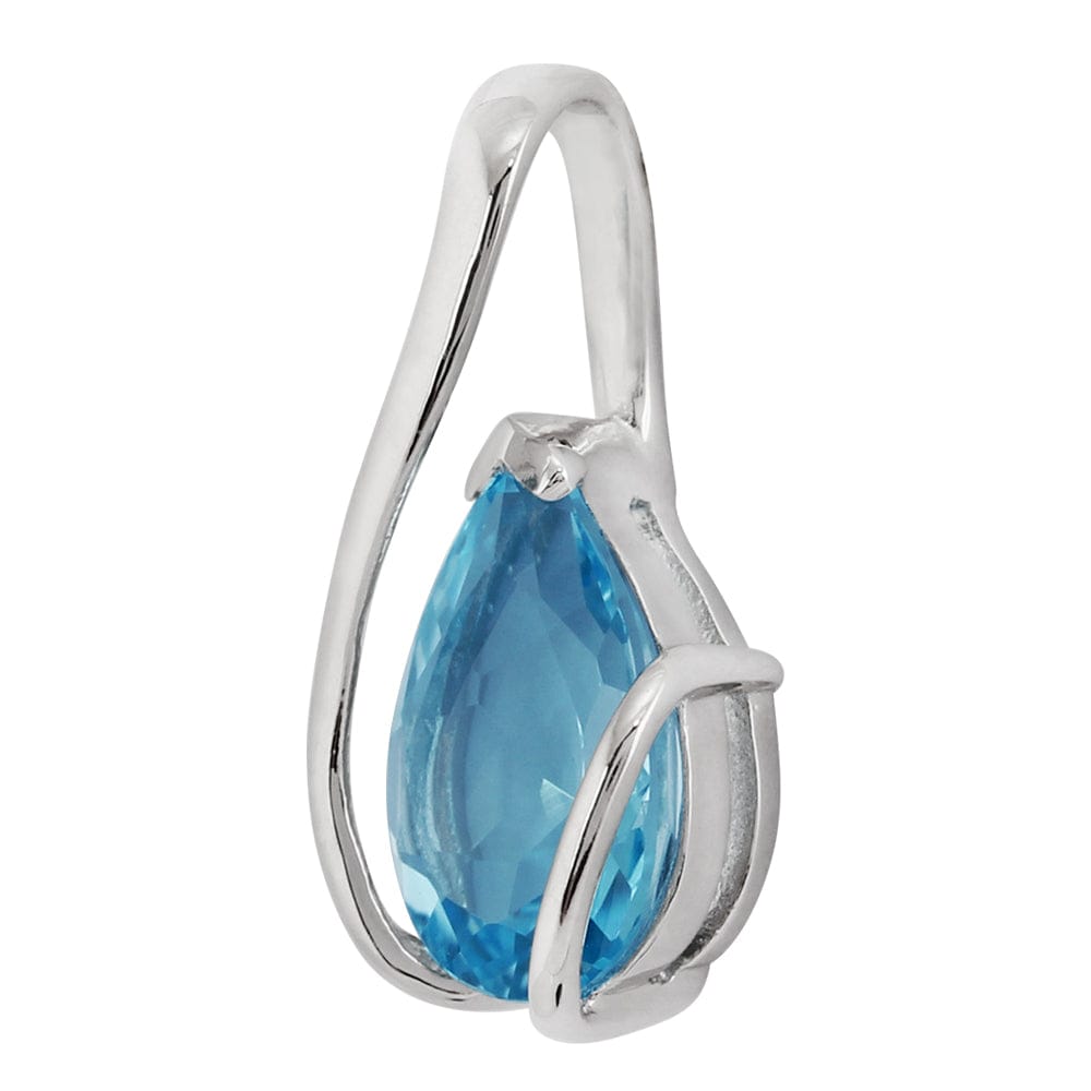 9838 Classic Pear Blue Topaz Pendant in 9ct White Gold 2