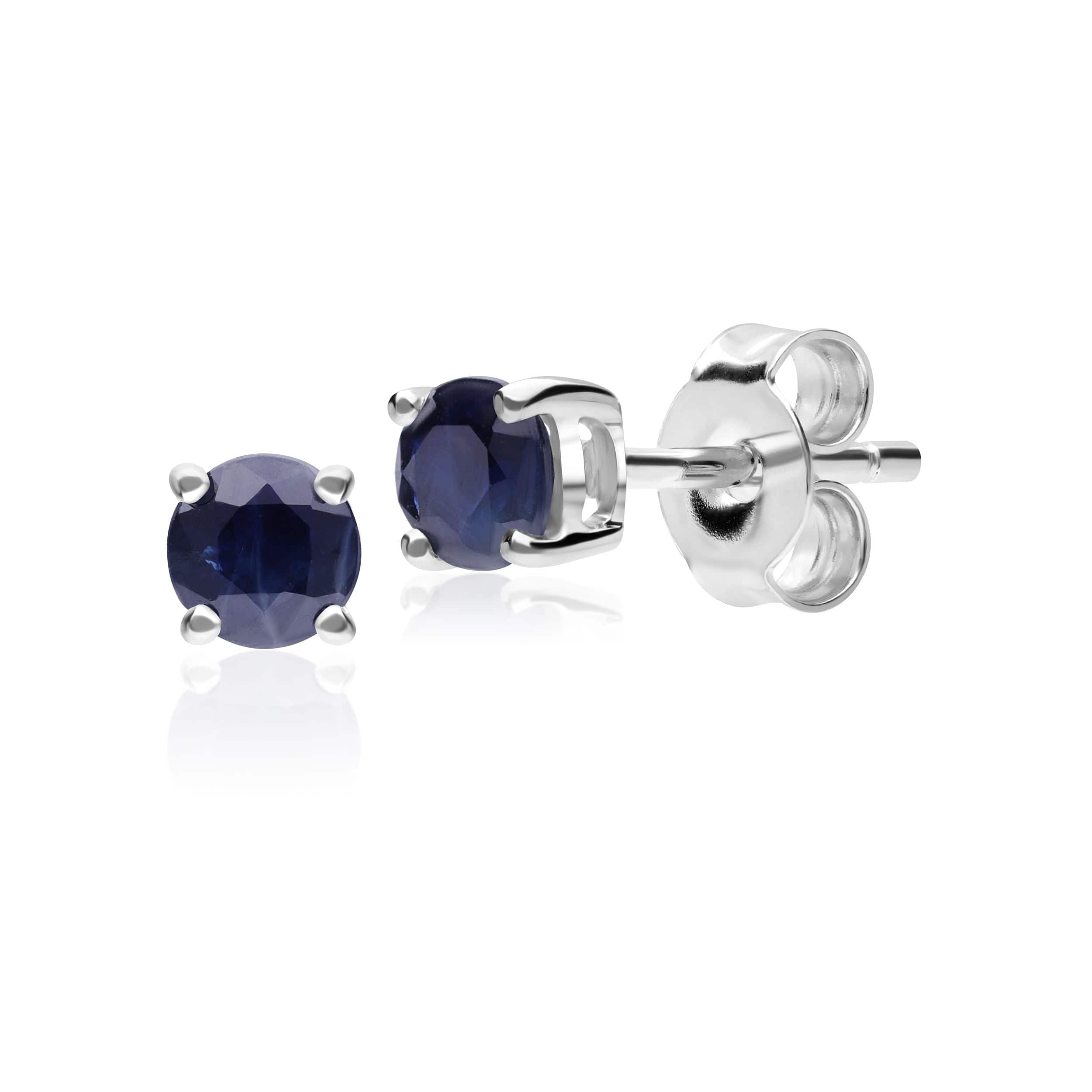 25167 Classic Round Sapphire Stud Earrings in 9ct White Gold 1