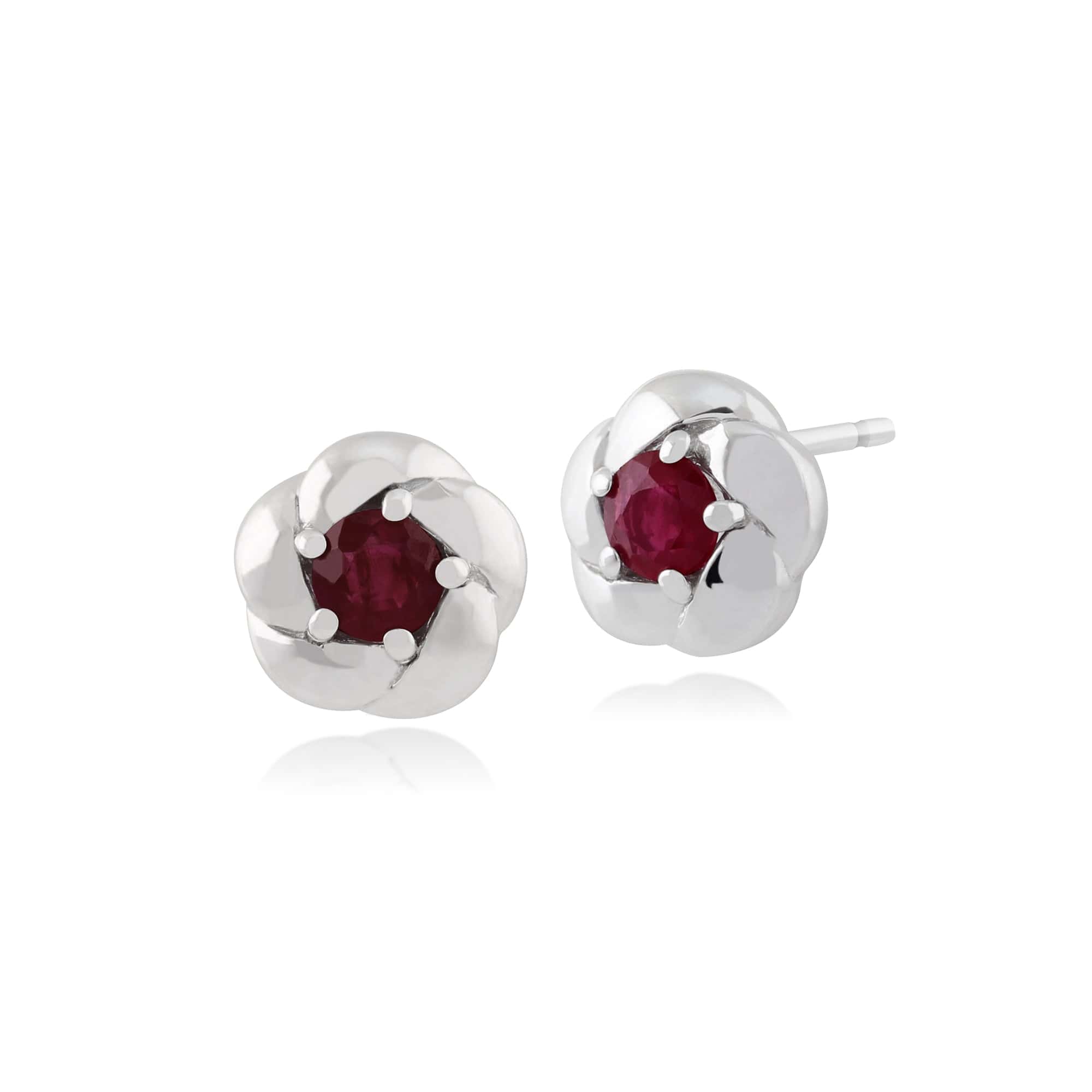 Gemondo Plaited Texture 9ct White Gold 0.28ct Ruby Stud Earrings Image