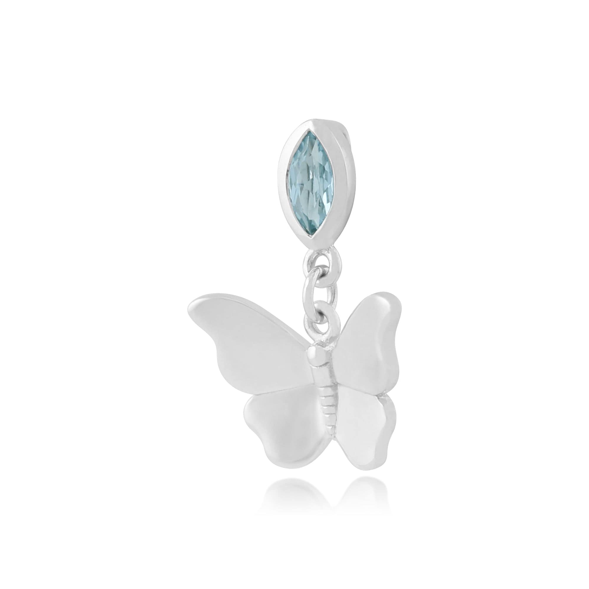 162P0115019 Classic Marquise Blue Topaz Butterfly Pendant in 9ct White Gold 2