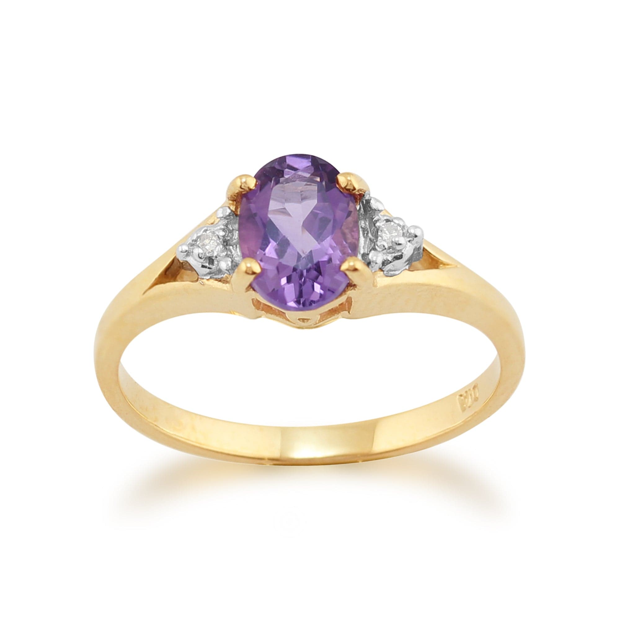 Classic Amethyst & Diamond Ring in 9ct Yellow Gold 11164