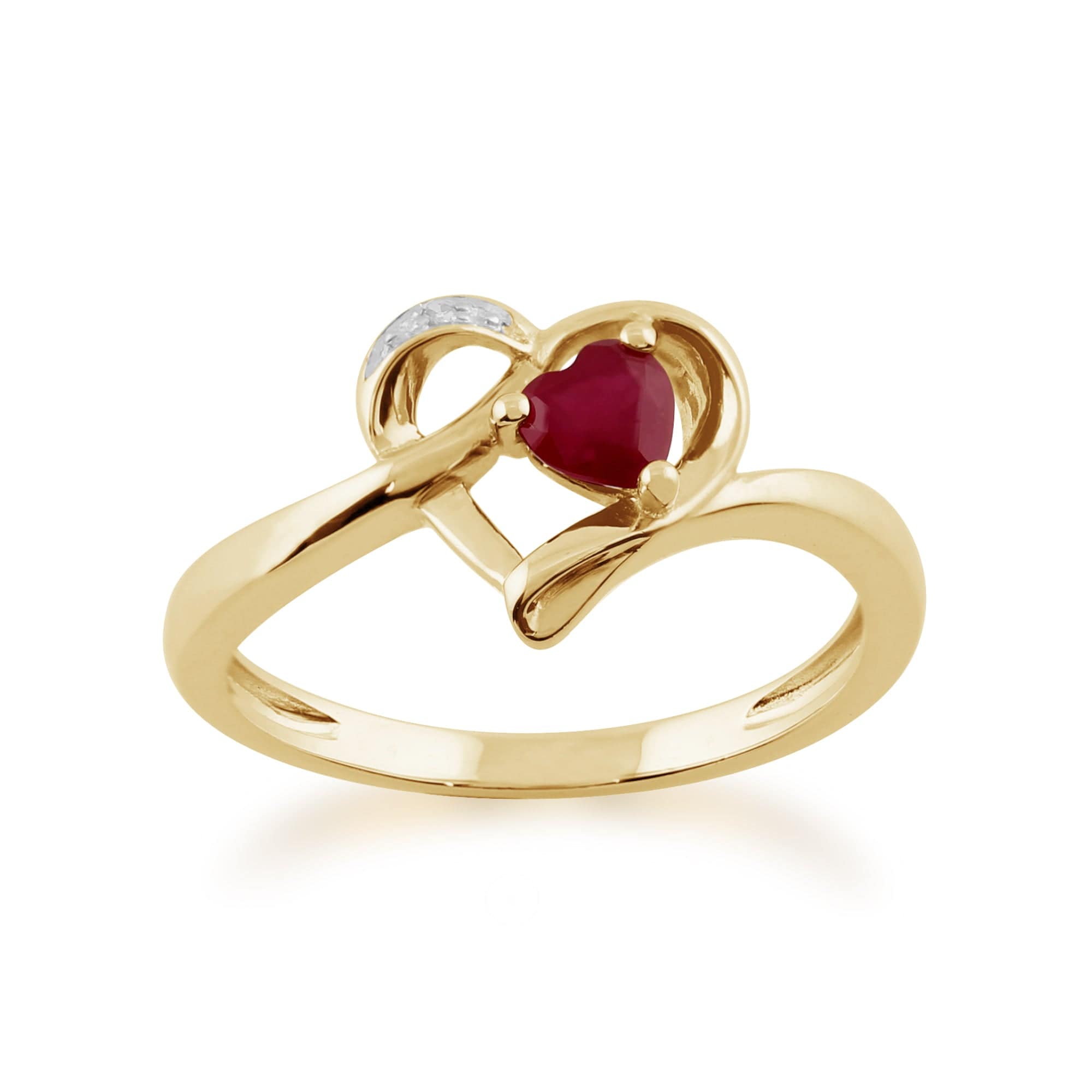 Classic Ruby & Diamond Heart Stud Earrings & Ring Set Image 3
